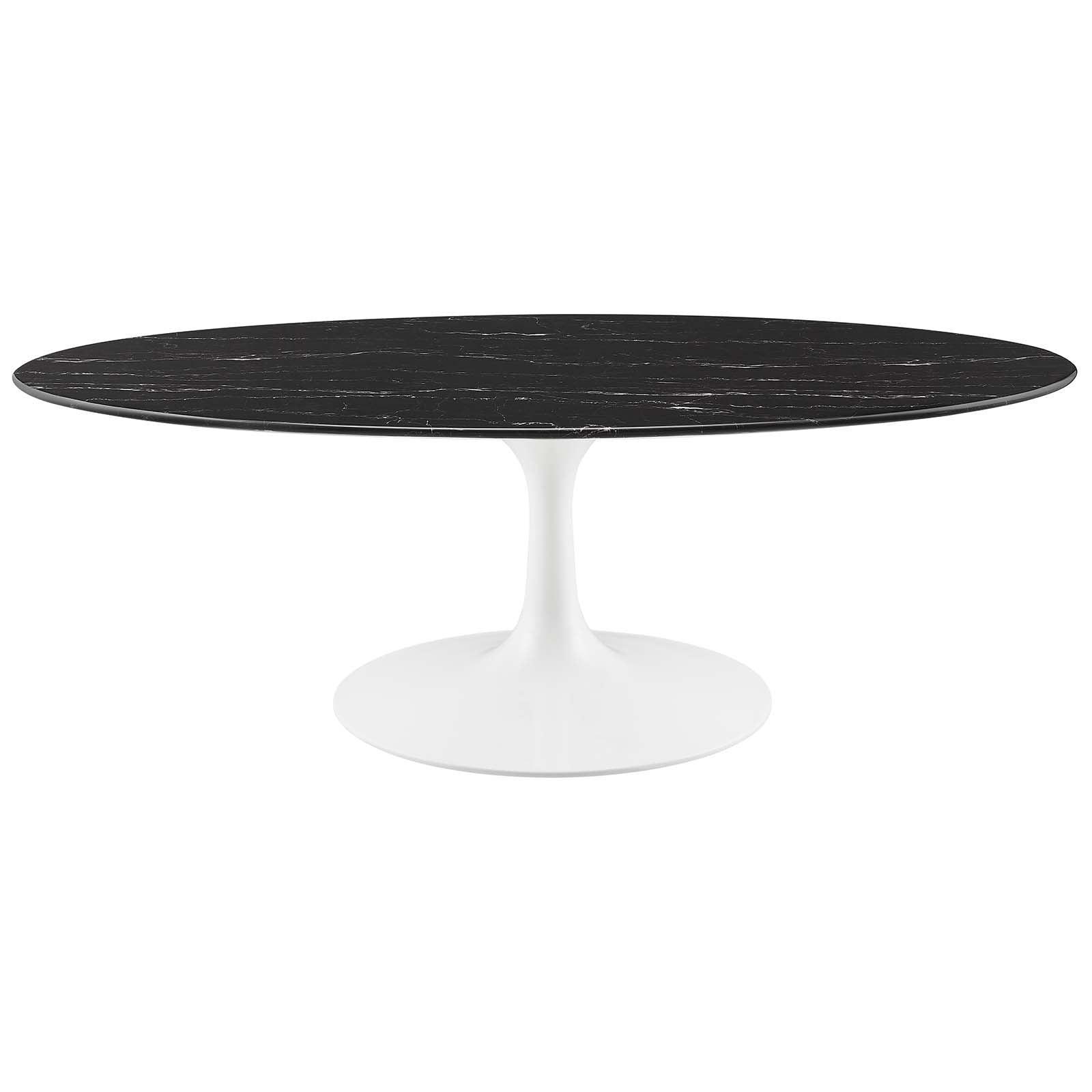 Lippa 48" Oval Artificial Marble Coffee Table, EEI-5193 FredCo