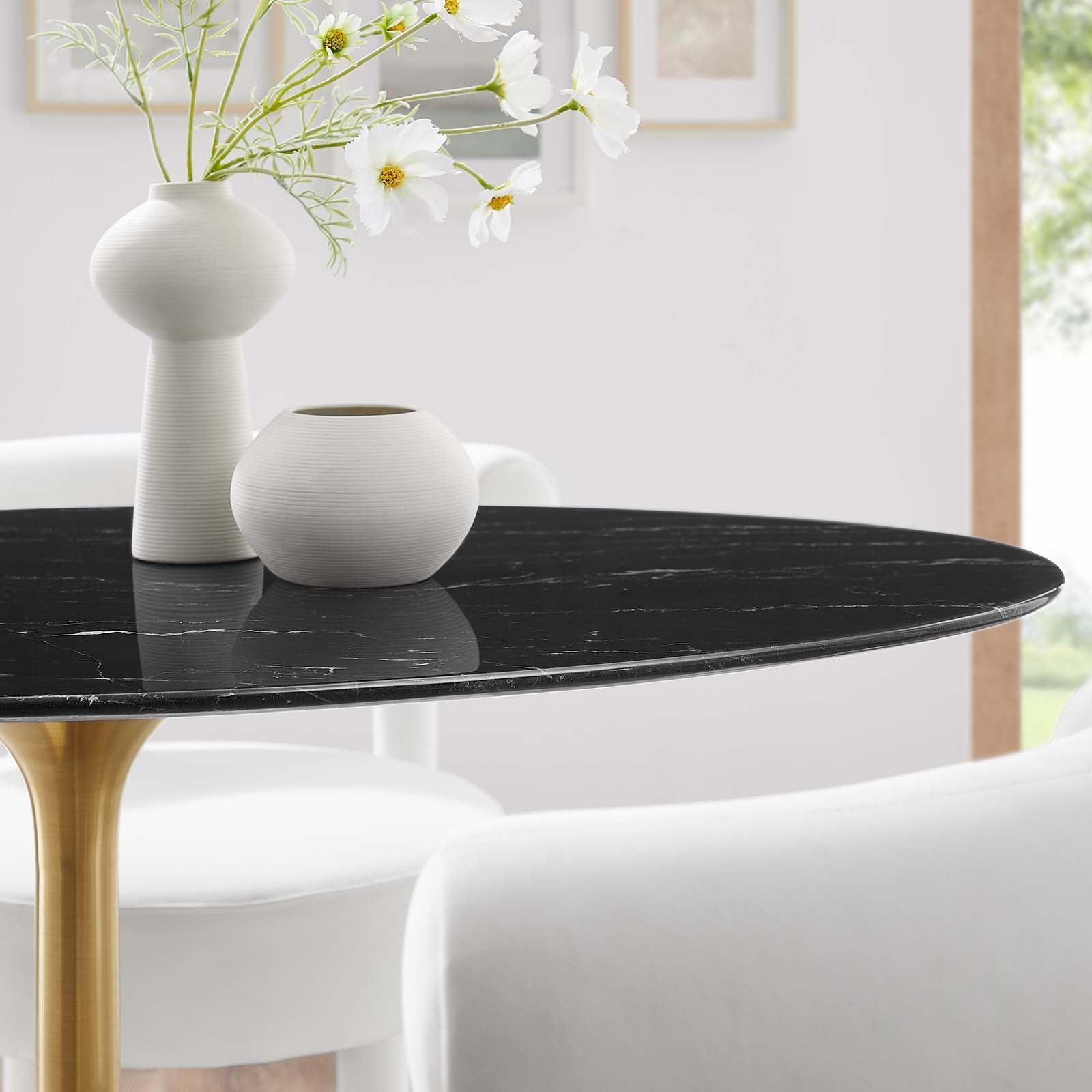 Lippa 48" Oval Artificial Marble Dining Table, EEI-5227 FredCo