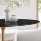 Lippa 48" Oval Artificial Marble Dining Table, EEI-5227 FredCo