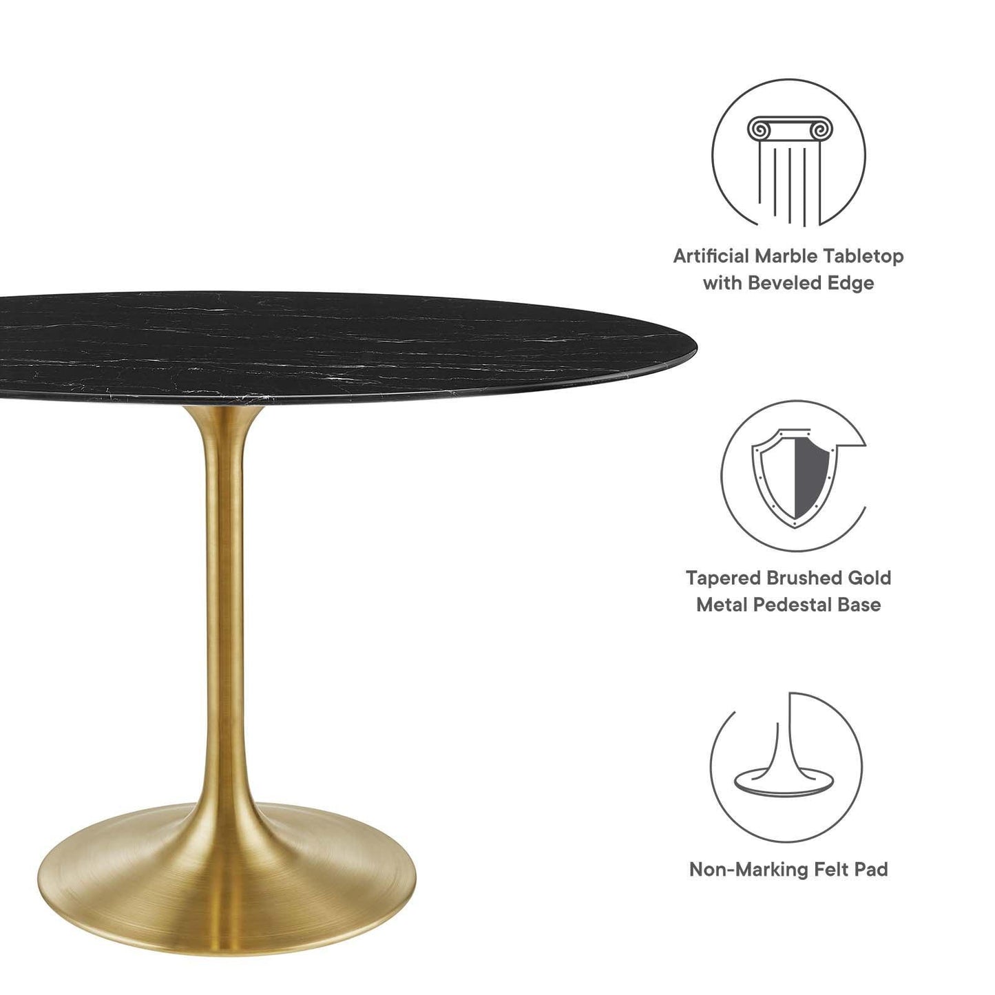 Lippa 48" Oval Artificial Marble Dining Table, EEI-5227 FredCo