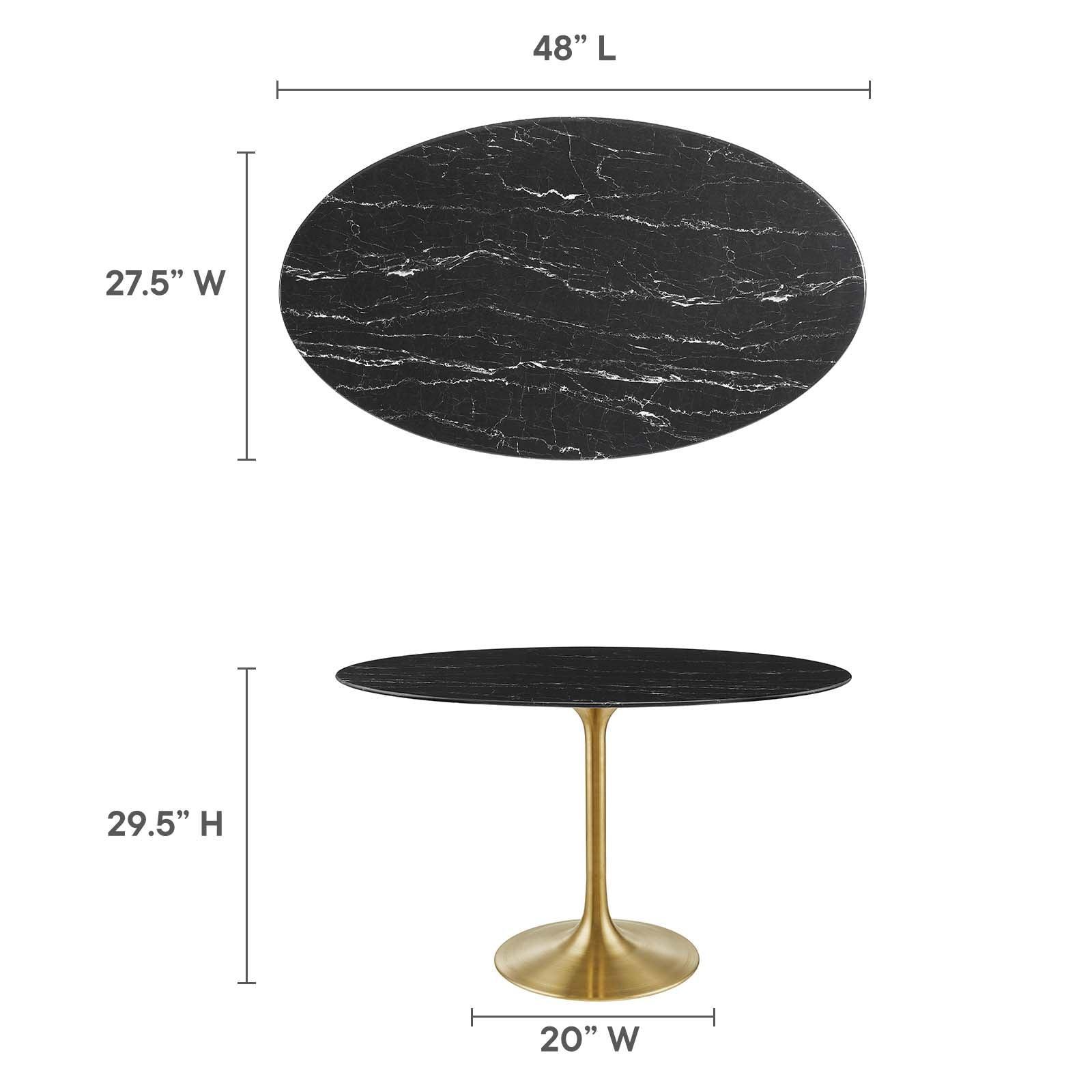 Lippa 48" Oval Artificial Marble Dining Table, EEI-5227 FredCo