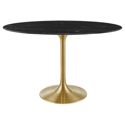 Lippa 48" Oval Artificial Marble Dining Table, EEI-5227 FredCo