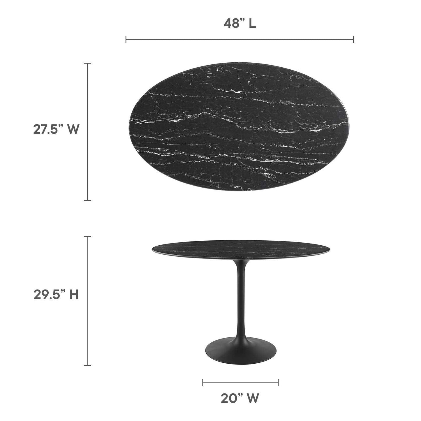 Lippa 48" Round Artificial Marble Dining Table, EEI-4870 FredCo