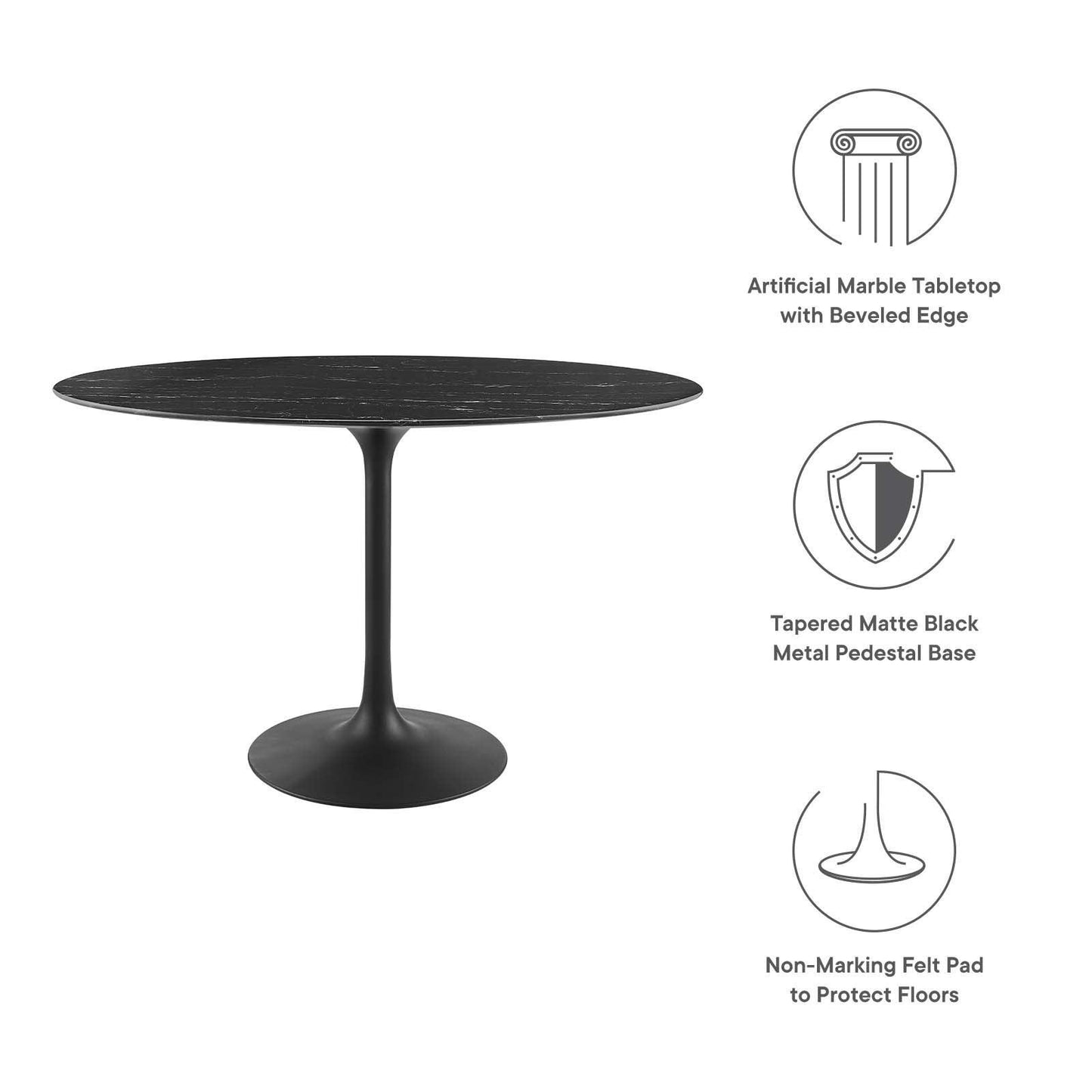 Lippa 48" Round Artificial Marble Dining Table, EEI-4870 FredCo