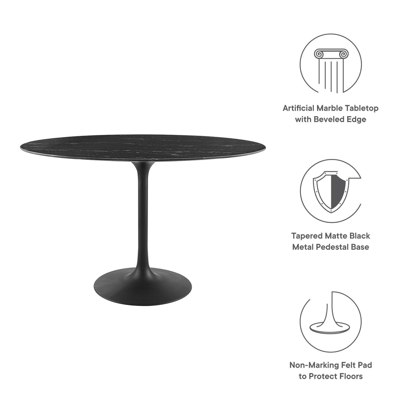 Lippa 48" Round Artificial Marble Dining Table, EEI-4870 FredCo