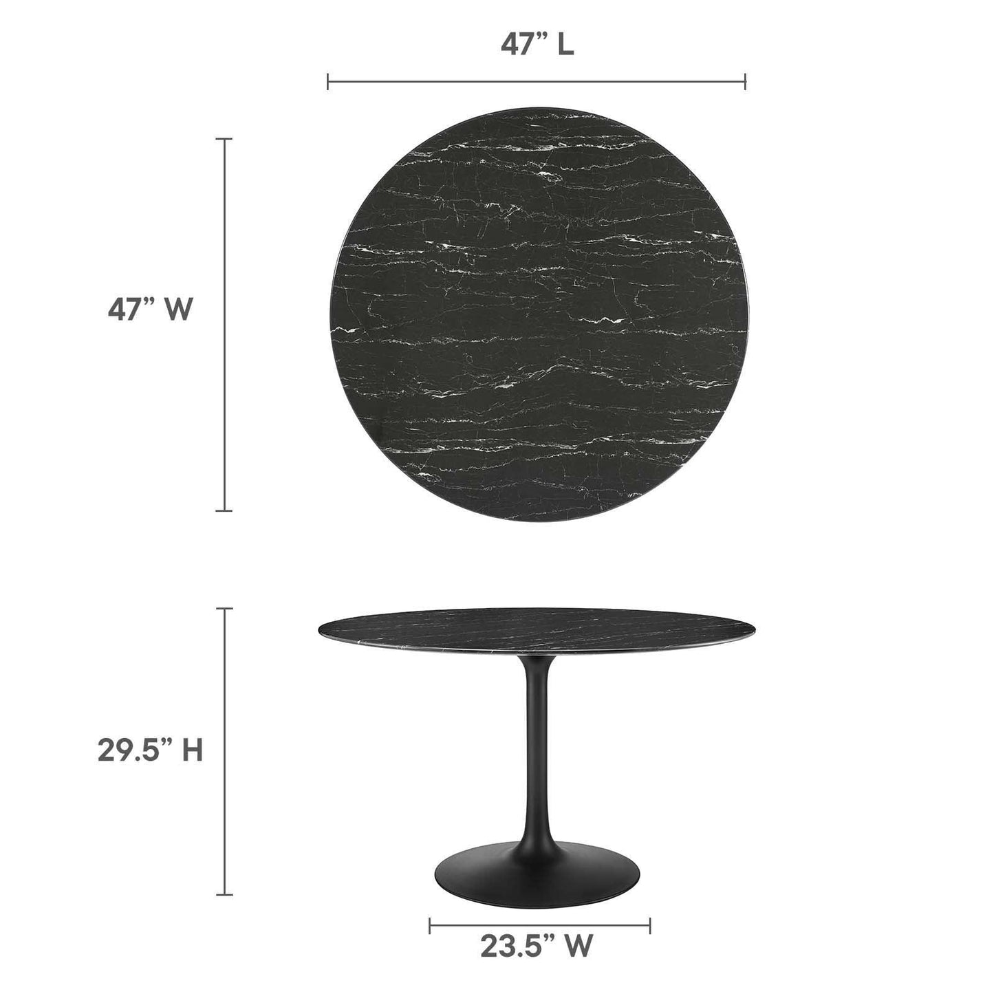 Lippa 48" Round Artificial Marble Dining Table, EEI-4877 FredCo