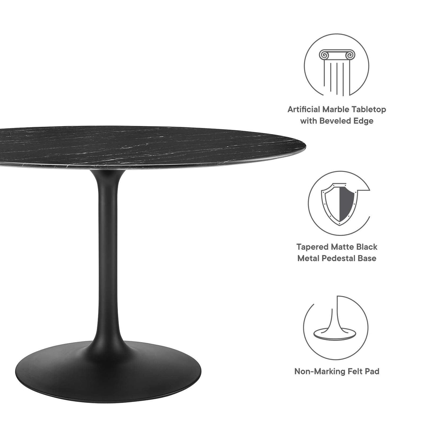 Lippa 48" Round Artificial Marble Dining Table, EEI-4877 FredCo