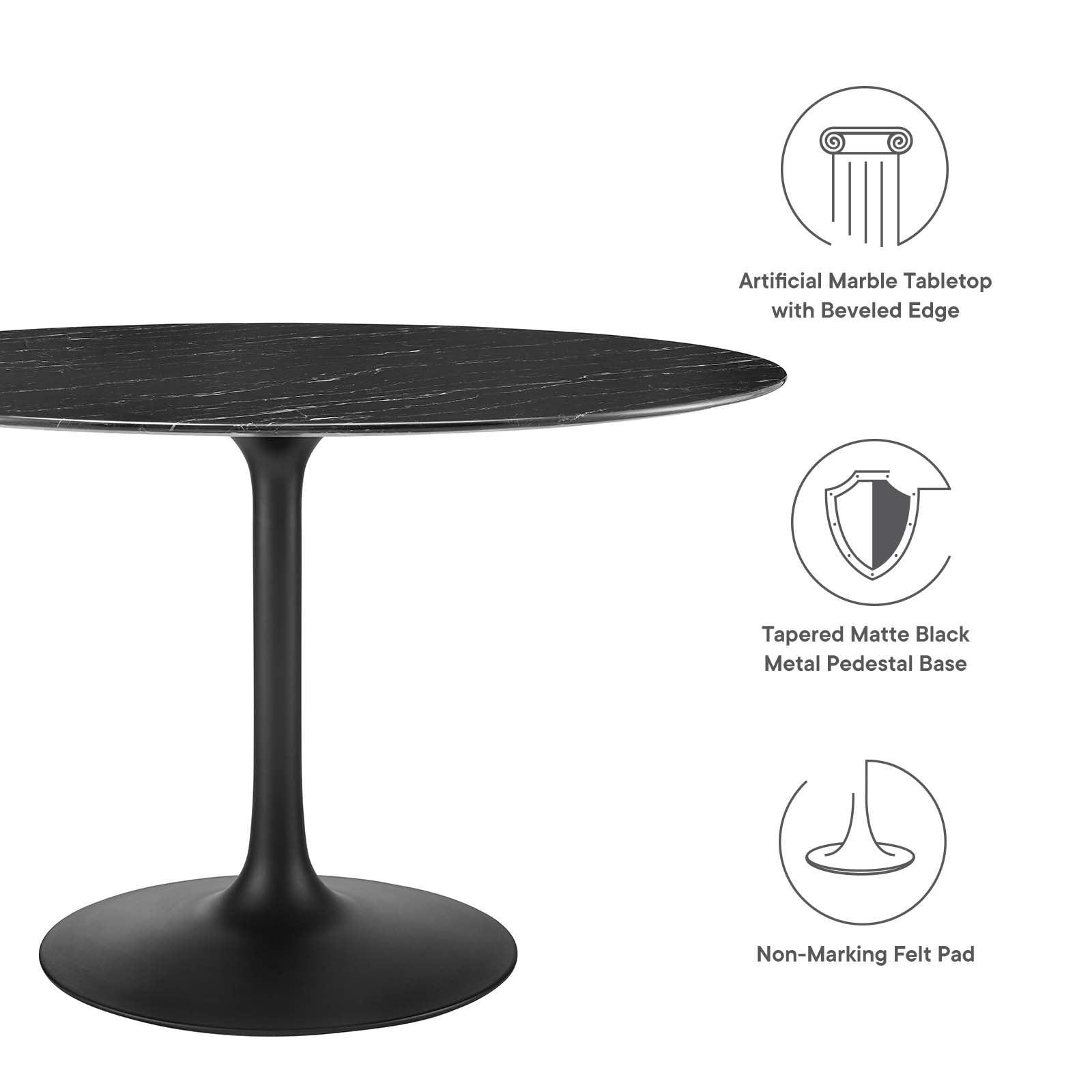 Lippa 48" Round Artificial Marble Dining Table, EEI-4877 FredCo