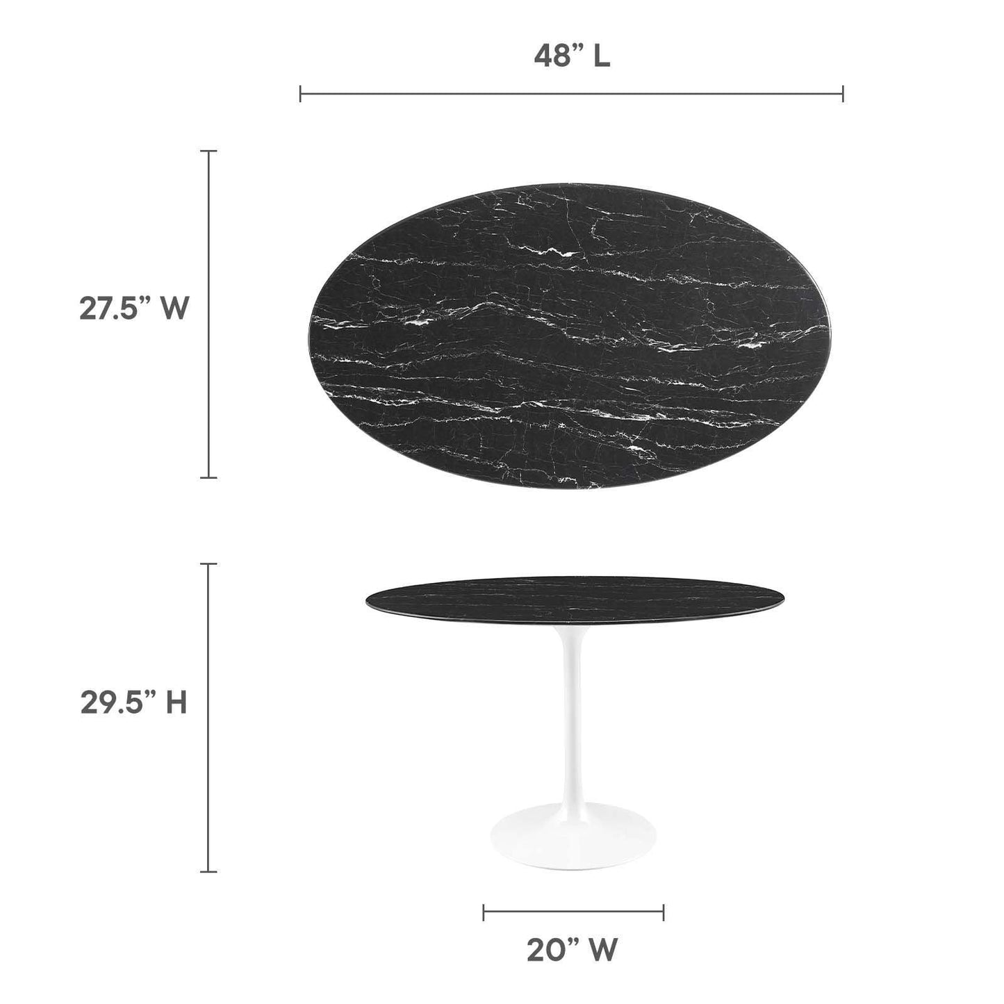Lippa 48" Round Artificial Marble Dining Table, EEI-5170 FredCo