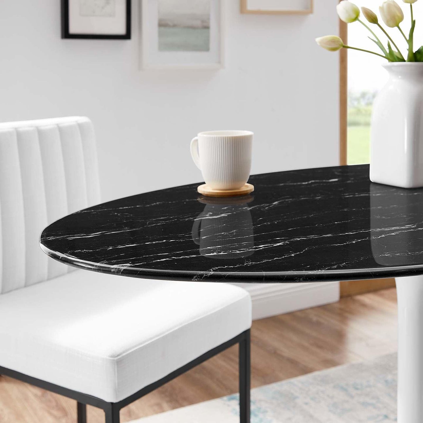 Lippa 48" Round Artificial Marble Dining Table, EEI-5170 FredCo