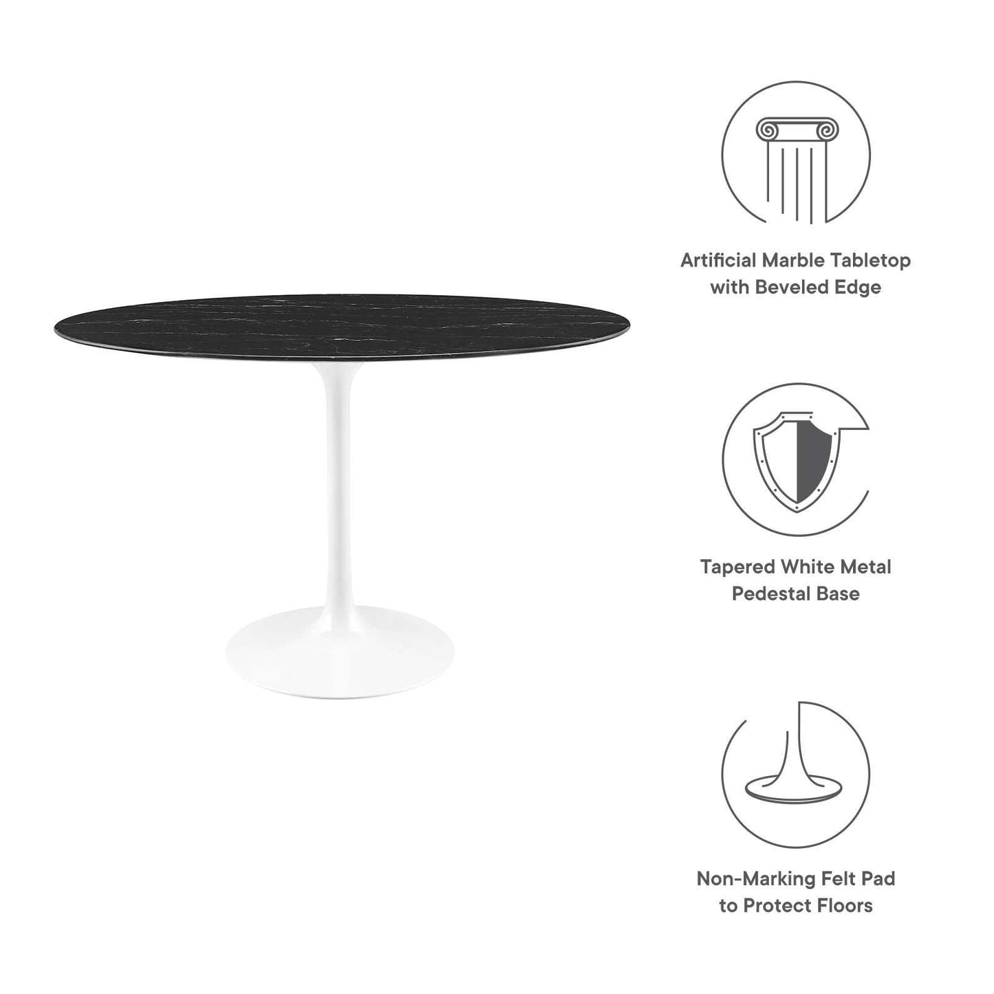 Lippa 48" Round Artificial Marble Dining Table, EEI-5170 FredCo