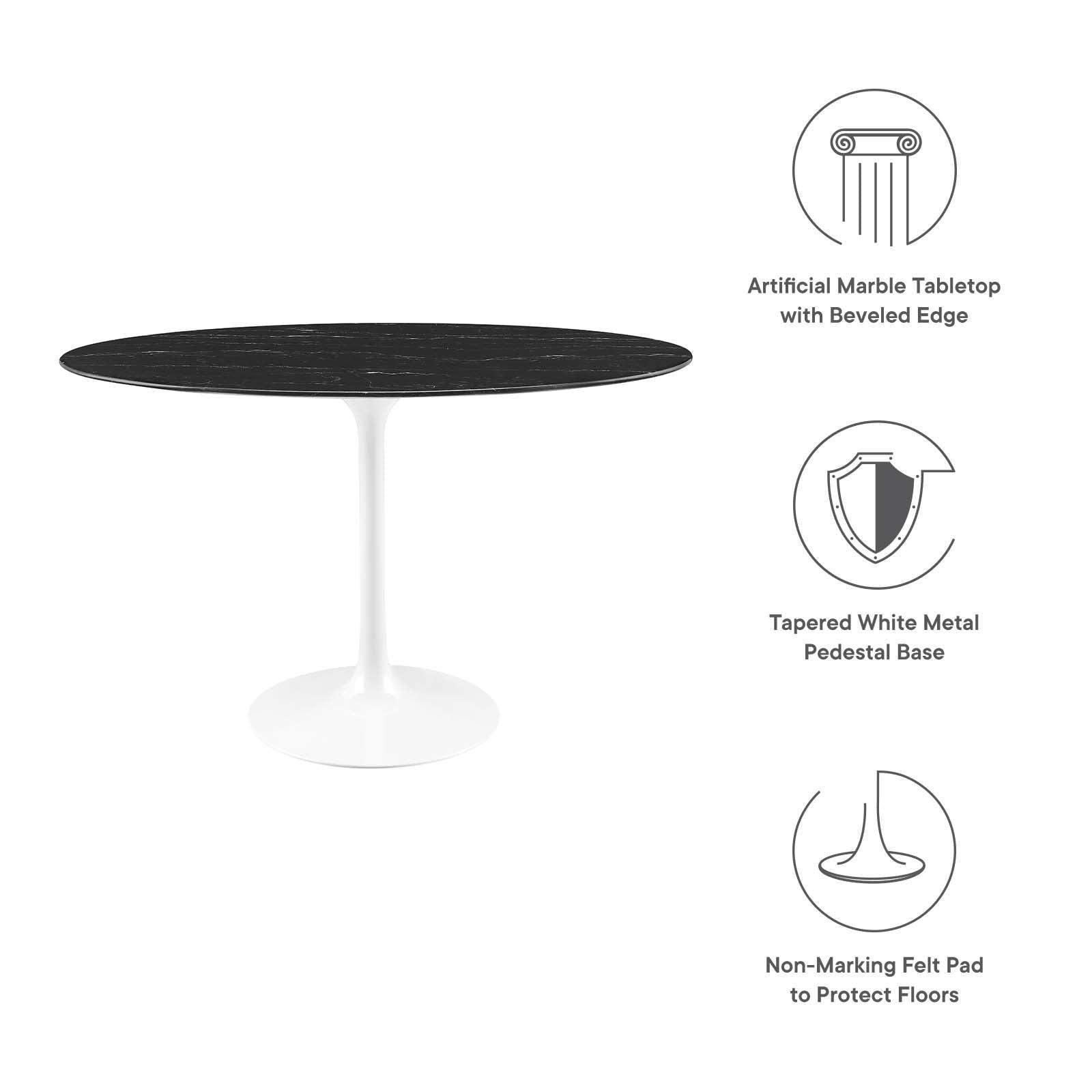 Lippa 48" Round Artificial Marble Dining Table, EEI-5170 FredCo