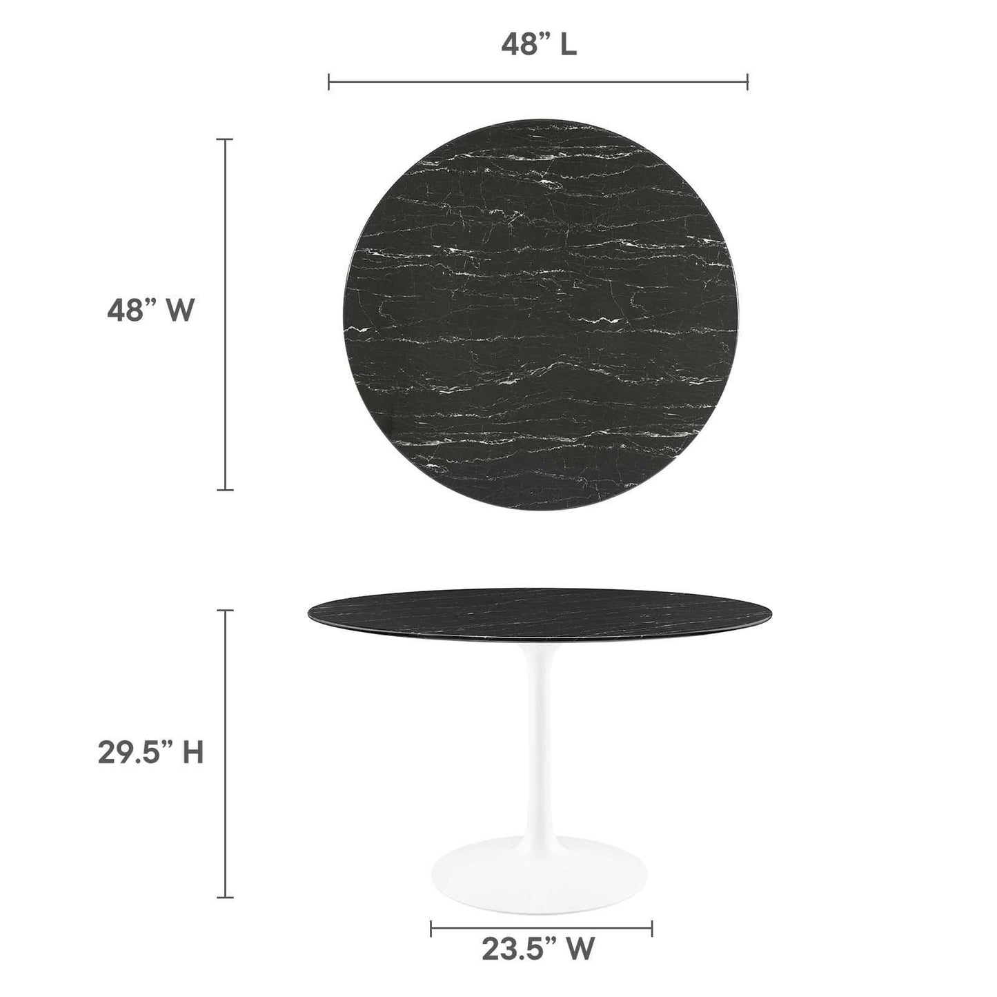 Lippa 48" Round Artificial Marble Dining Table, EEI-5182 FredCo