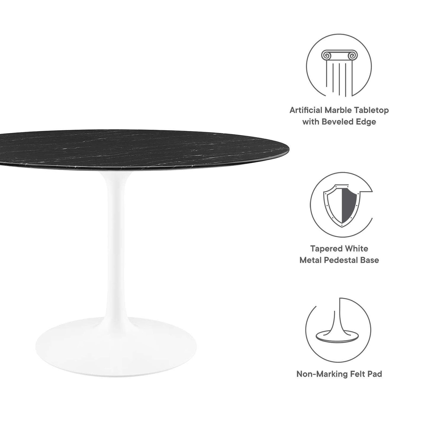 Lippa 48" Round Artificial Marble Dining Table, EEI-5182 FredCo