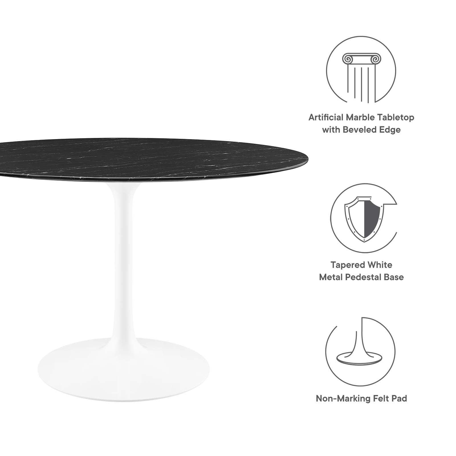 Lippa 48" Round Artificial Marble Dining Table, EEI-5182 FredCo