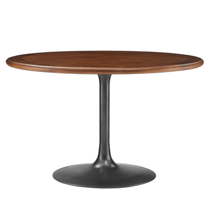 Lippa 48" Round Pedestal Solid Wood and Metal Dining Table by Modway FredCo