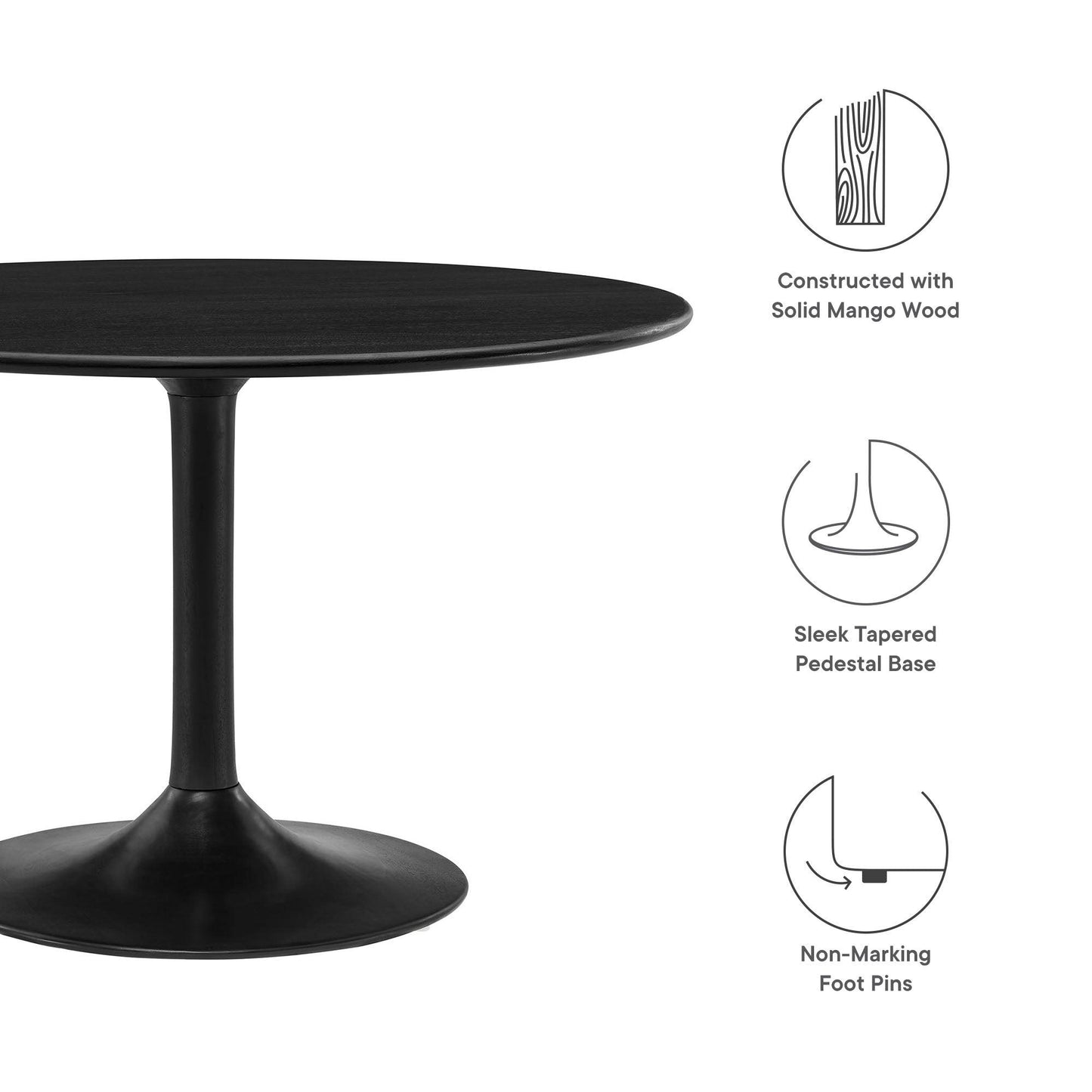 Lippa 48" Round Solid Wood Dining Table by Modway FredCo