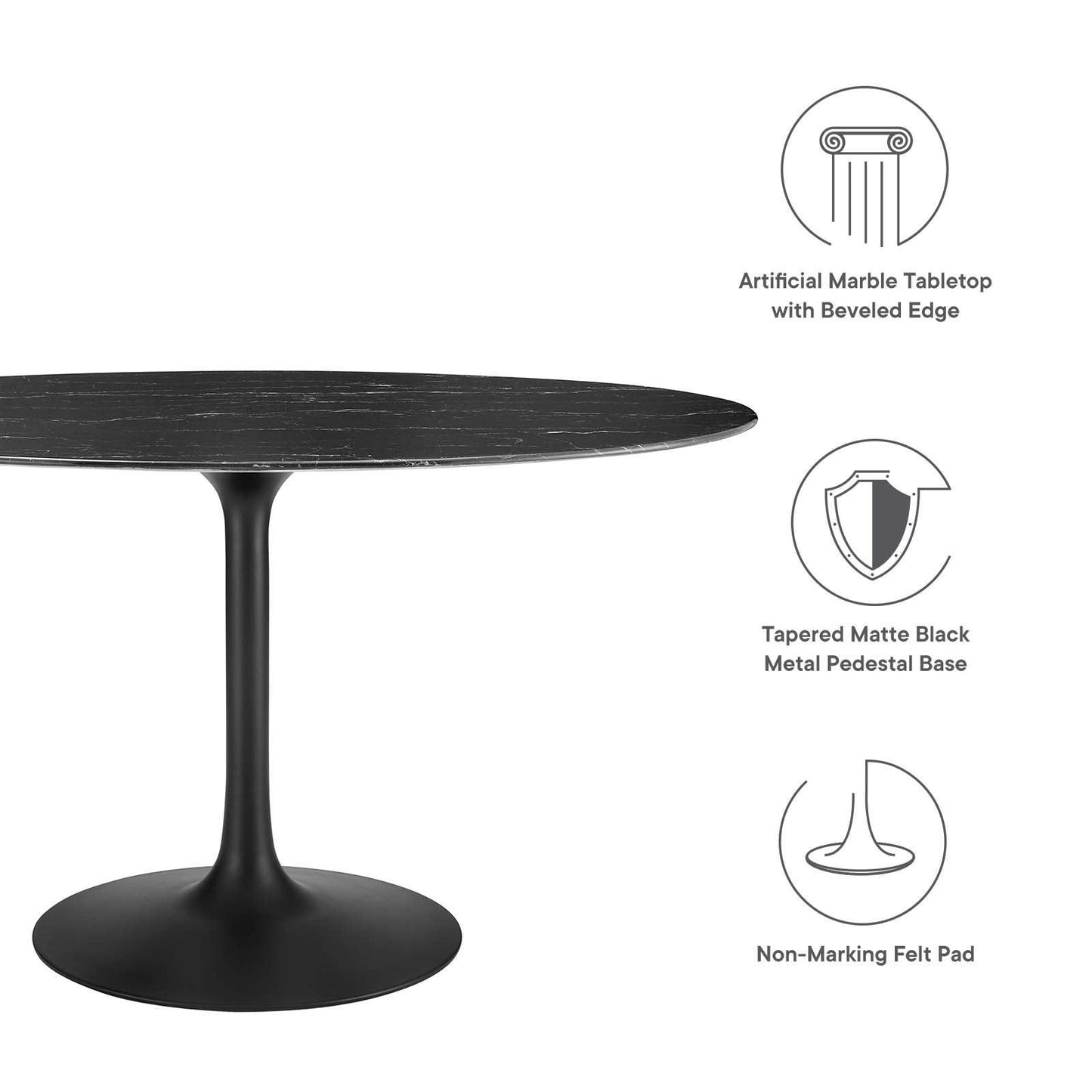 Lippa 54" Oval Artificial Marble Dining Table, EEI-4880 FredCo
