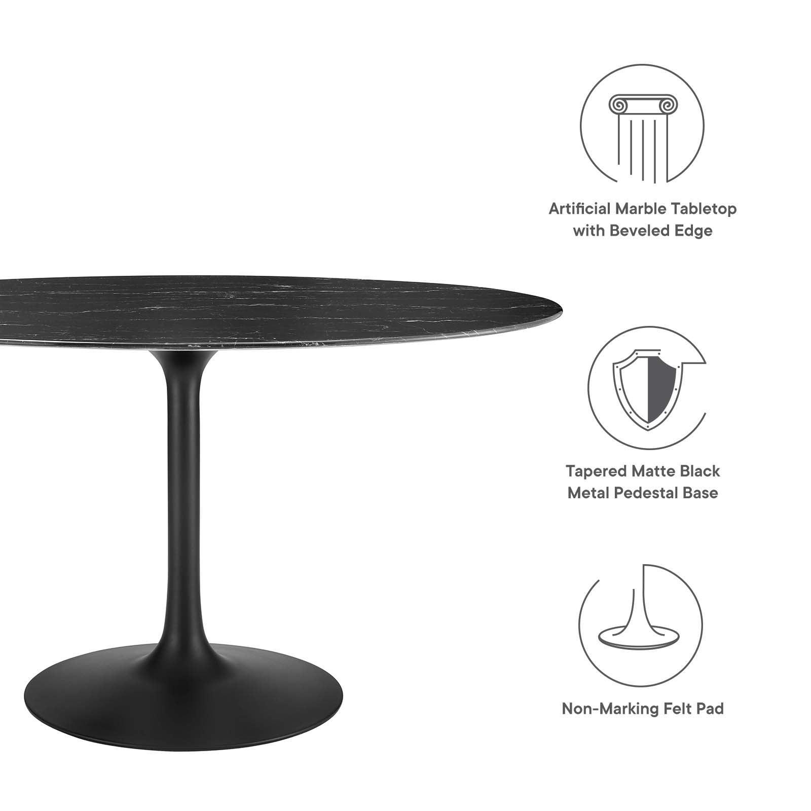Lippa 54" Oval Artificial Marble Dining Table, EEI-4880 FredCo