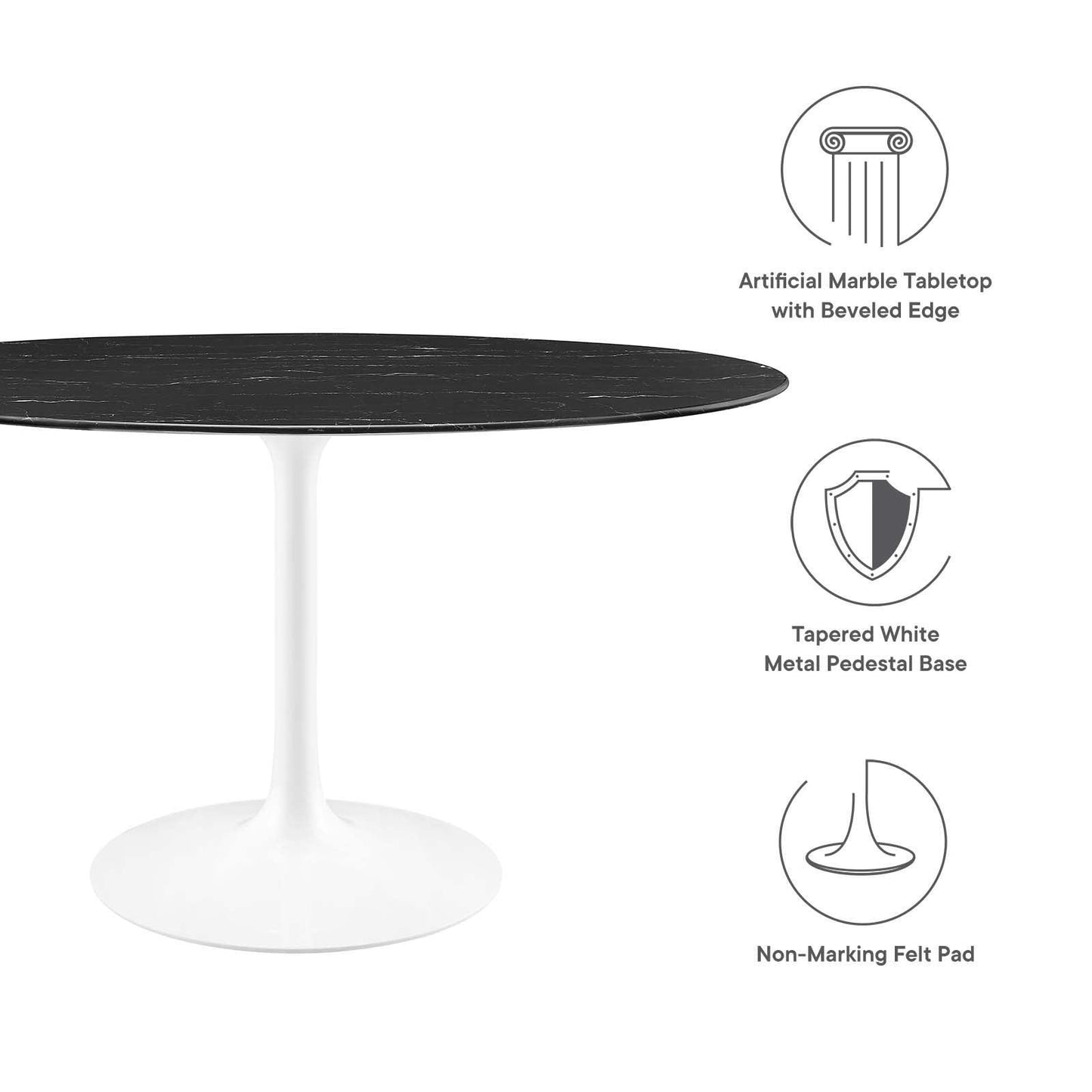Lippa 54" Oval Artificial Marble Dining Table, EEI-5185 FredCo