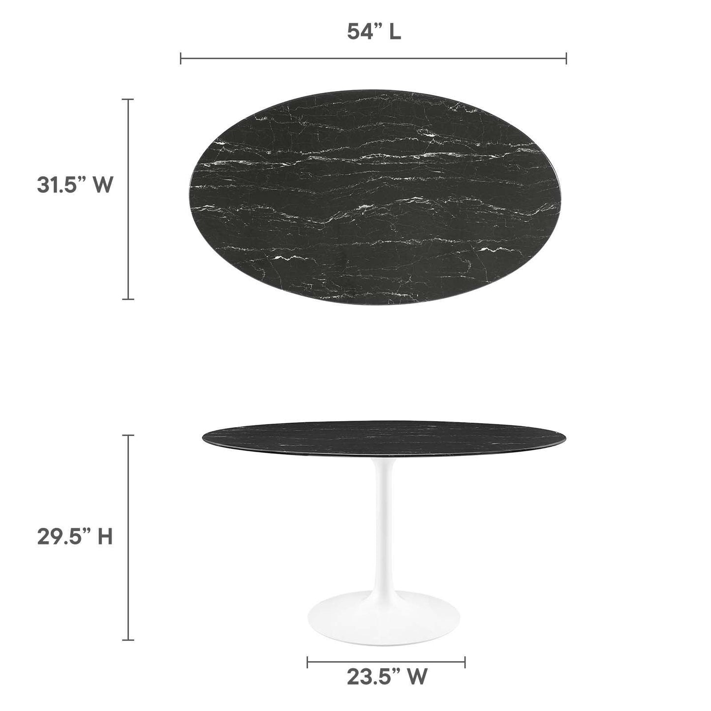 Lippa 54" Oval Artificial Marble Dining Table, EEI-5185 FredCo
