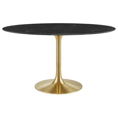 Lippa 54" Oval Artificial Marble Dining Table, EEI-5242 FredCo