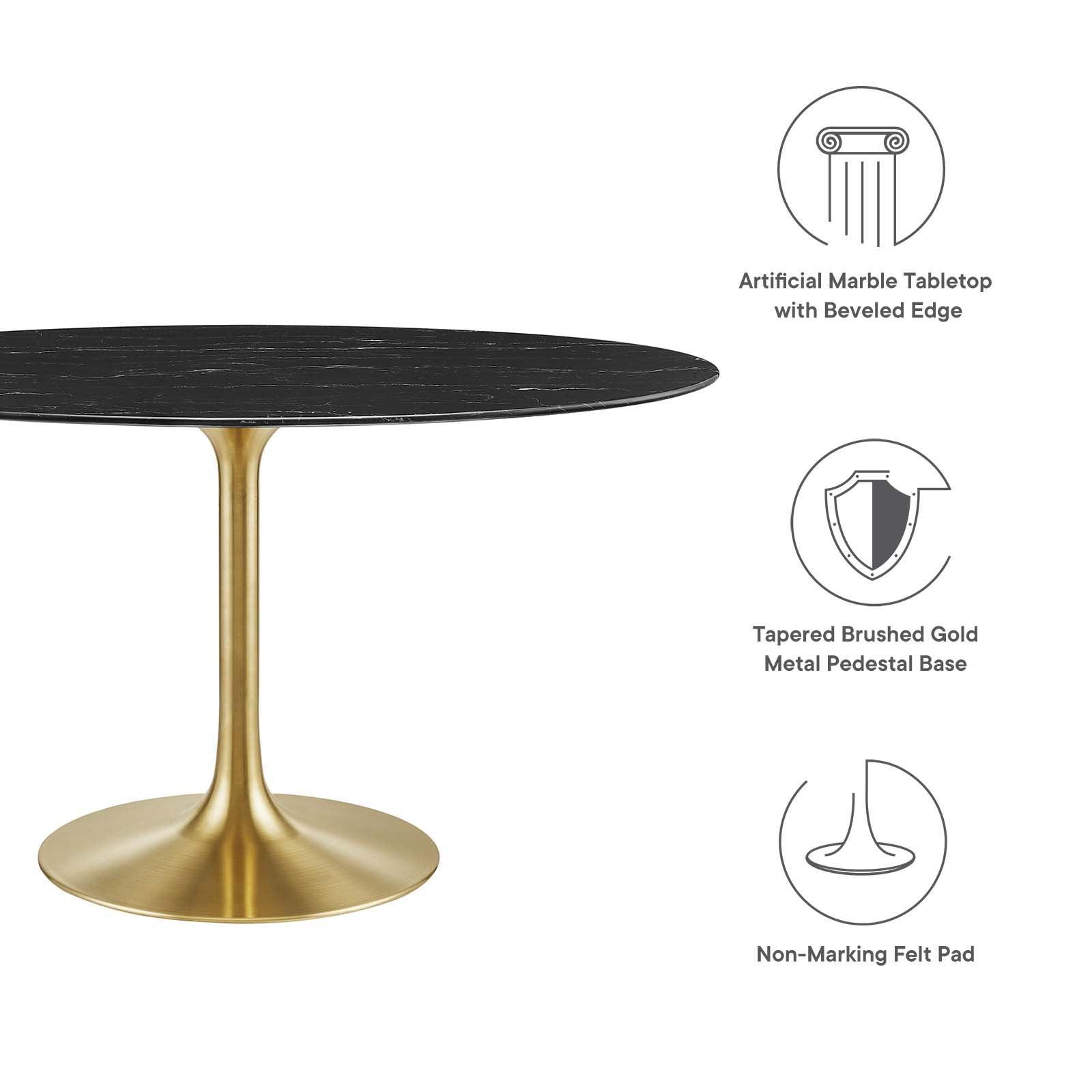Lippa 54" Oval Artificial Marble Dining Table, EEI-5242 FredCo