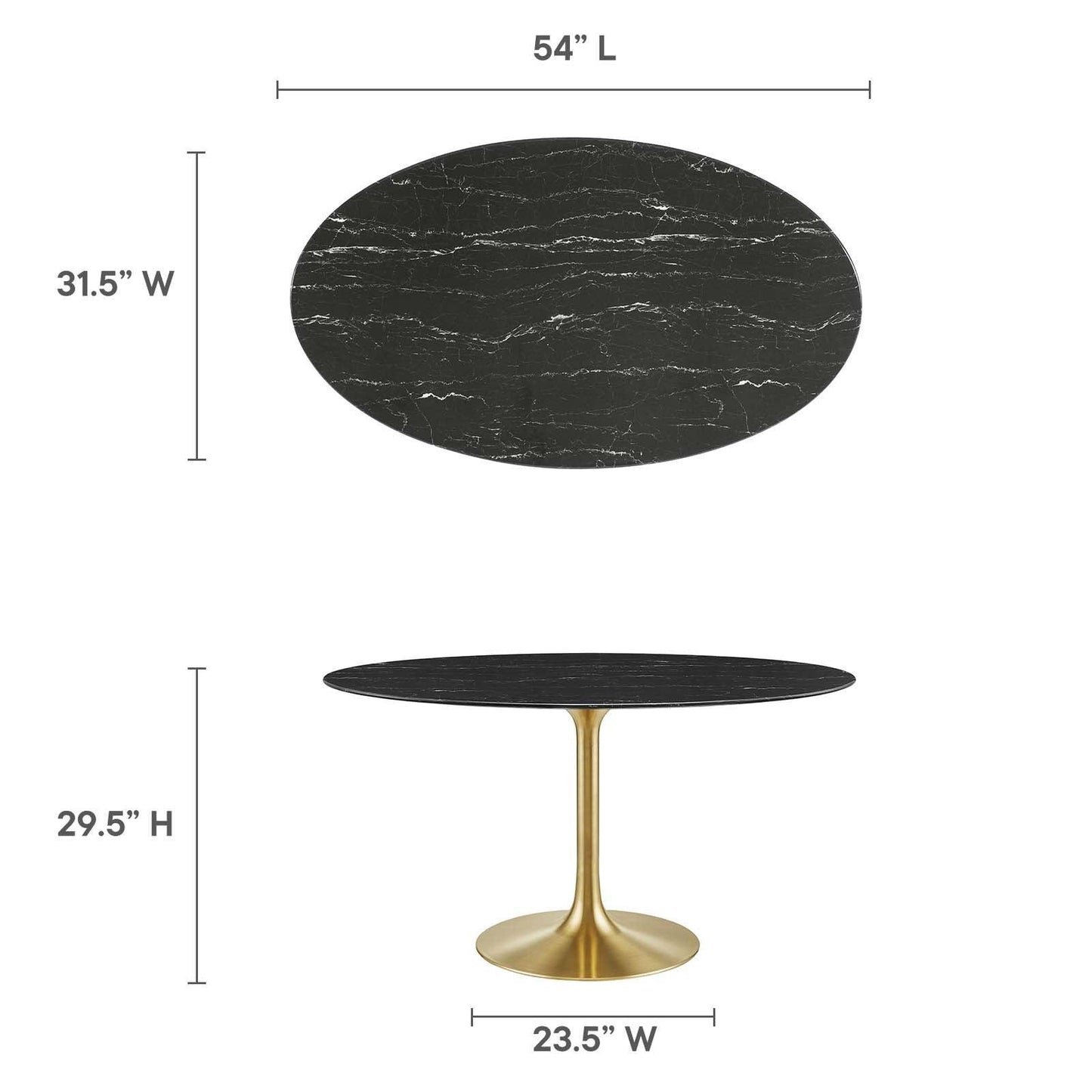 Lippa 54" Oval Artificial Marble Dining Table, EEI-5242 FredCo
