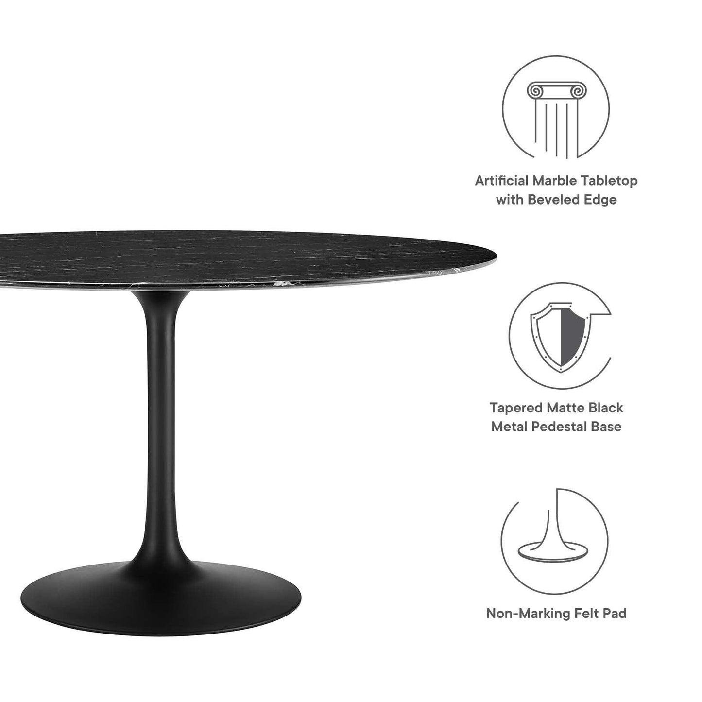 Lippa 54" Round Artificial Marble Dining Table, EEI-4878 FredCo