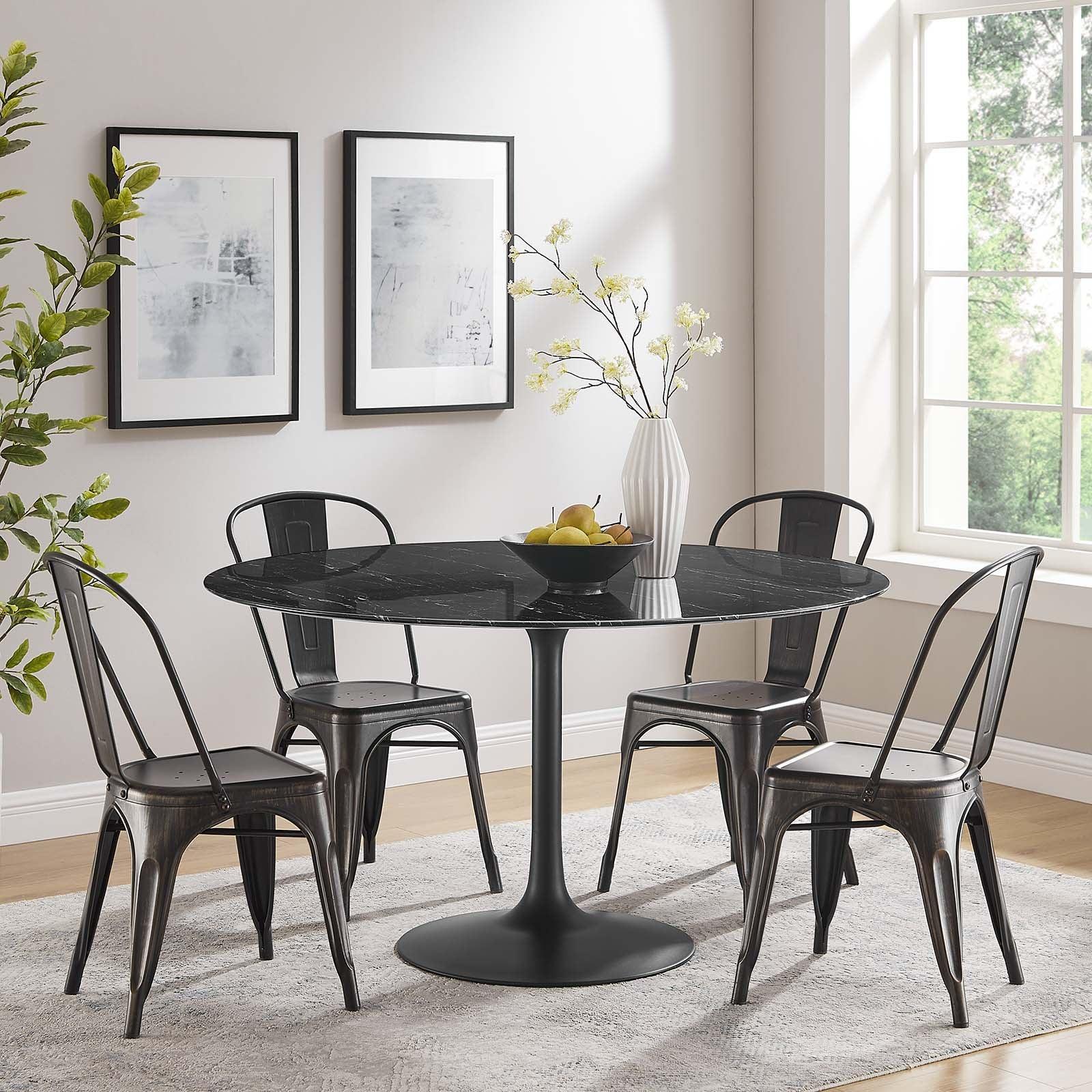 Lippa 54" Round Artificial Marble Dining Table, EEI-4878 FredCo