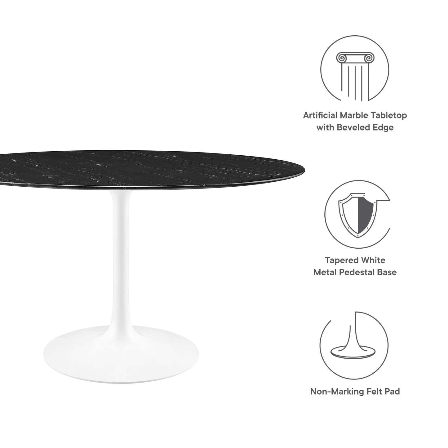 Lippa 54" Round Artificial Marble Dining Table, EEI-5183 FredCo