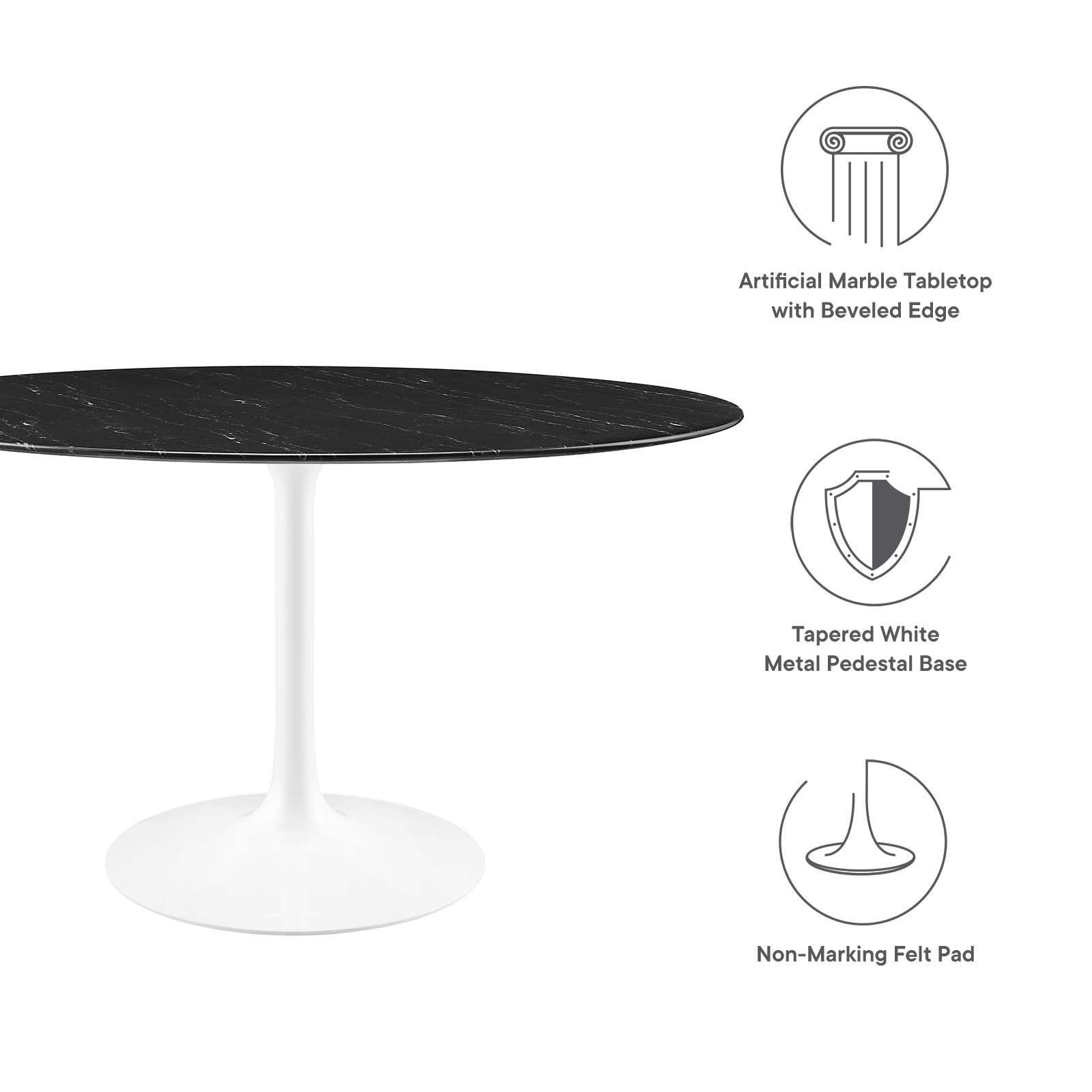 Lippa 54" Round Artificial Marble Dining Table, EEI-5183 FredCo