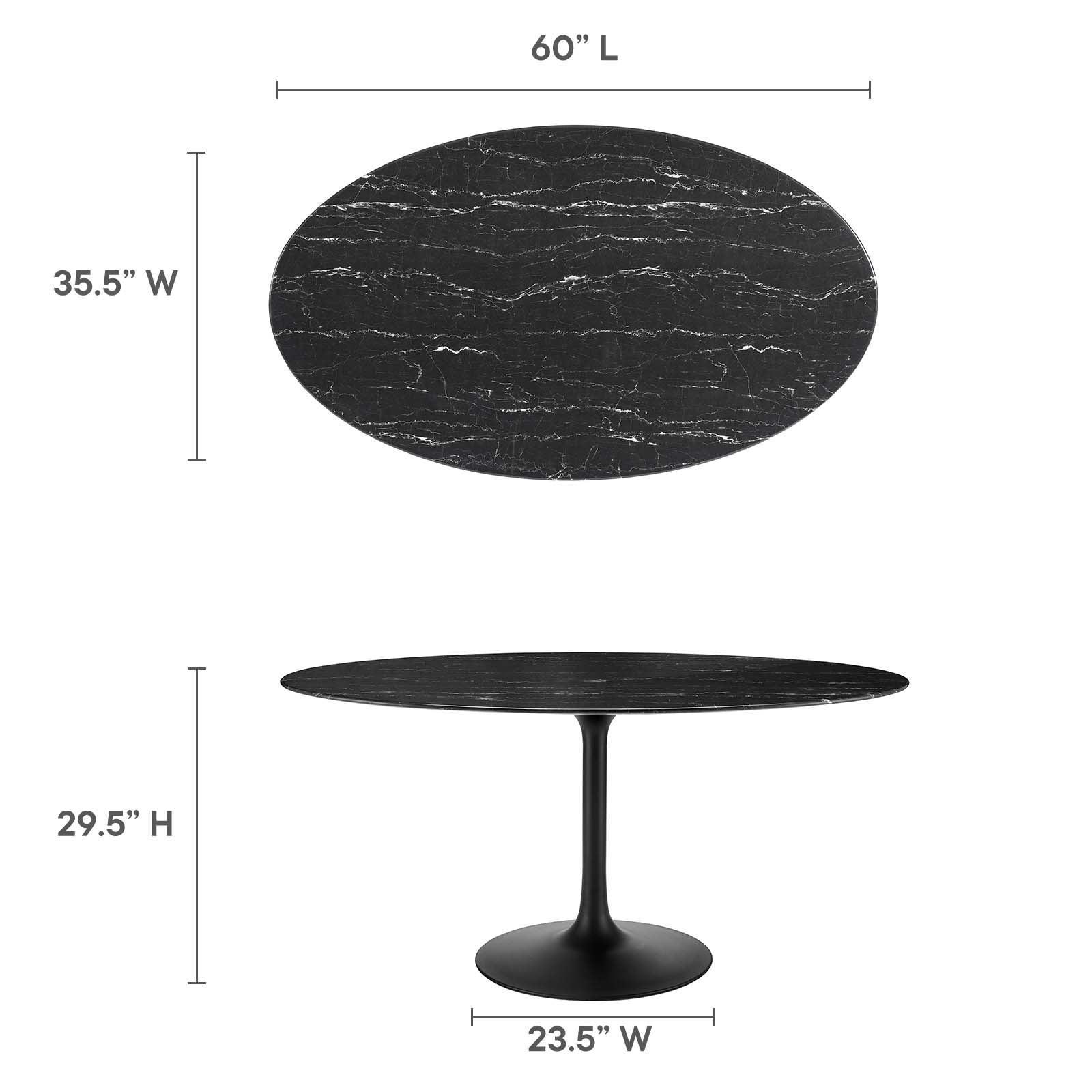 Lippa 60" Oval Artificial Marble Dining Table, EEI-4881 FredCo