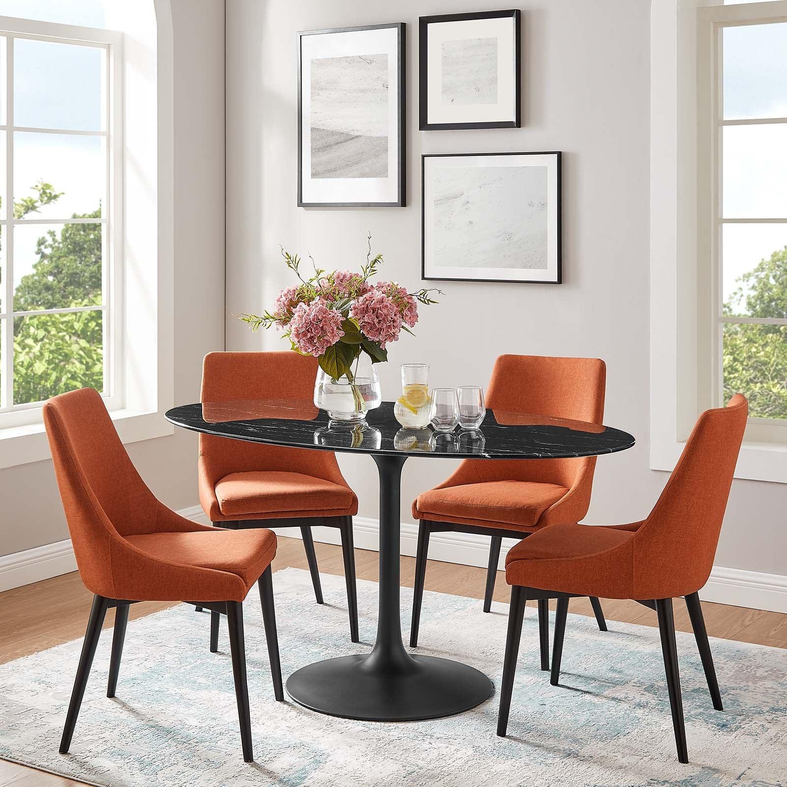 Lippa 60" Oval Artificial Marble Dining Table, EEI-4881 FredCo