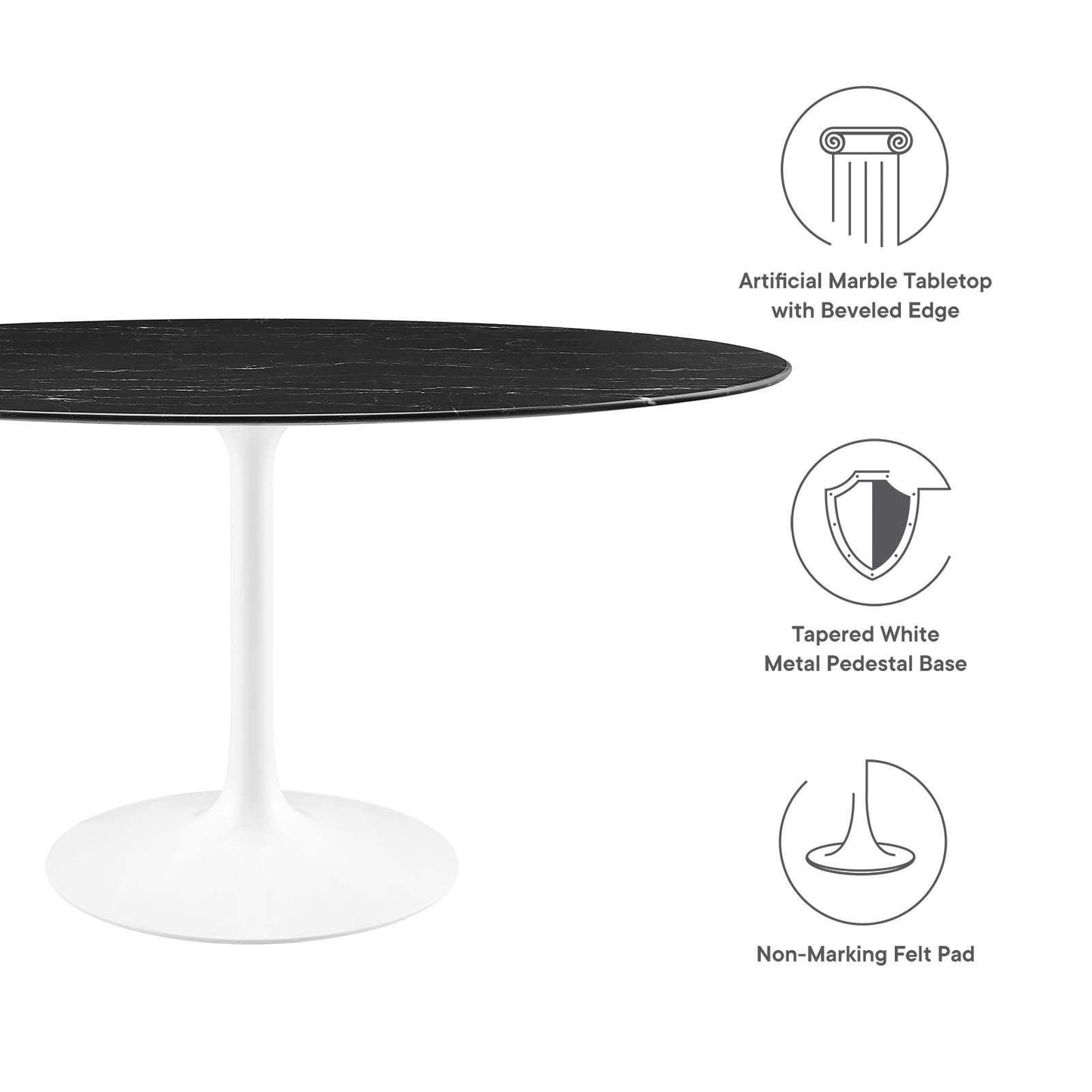 Lippa 60" Oval Artificial Marble Dining Table, EEI-5186 FredCo