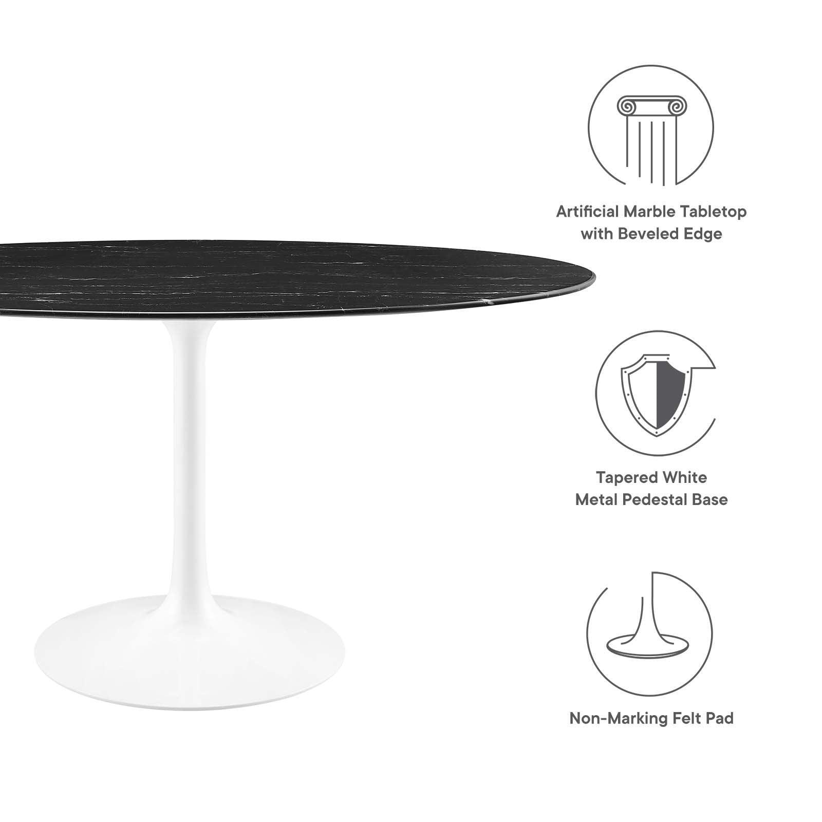 Lippa 60" Oval Artificial Marble Dining Table, EEI-5186 FredCo