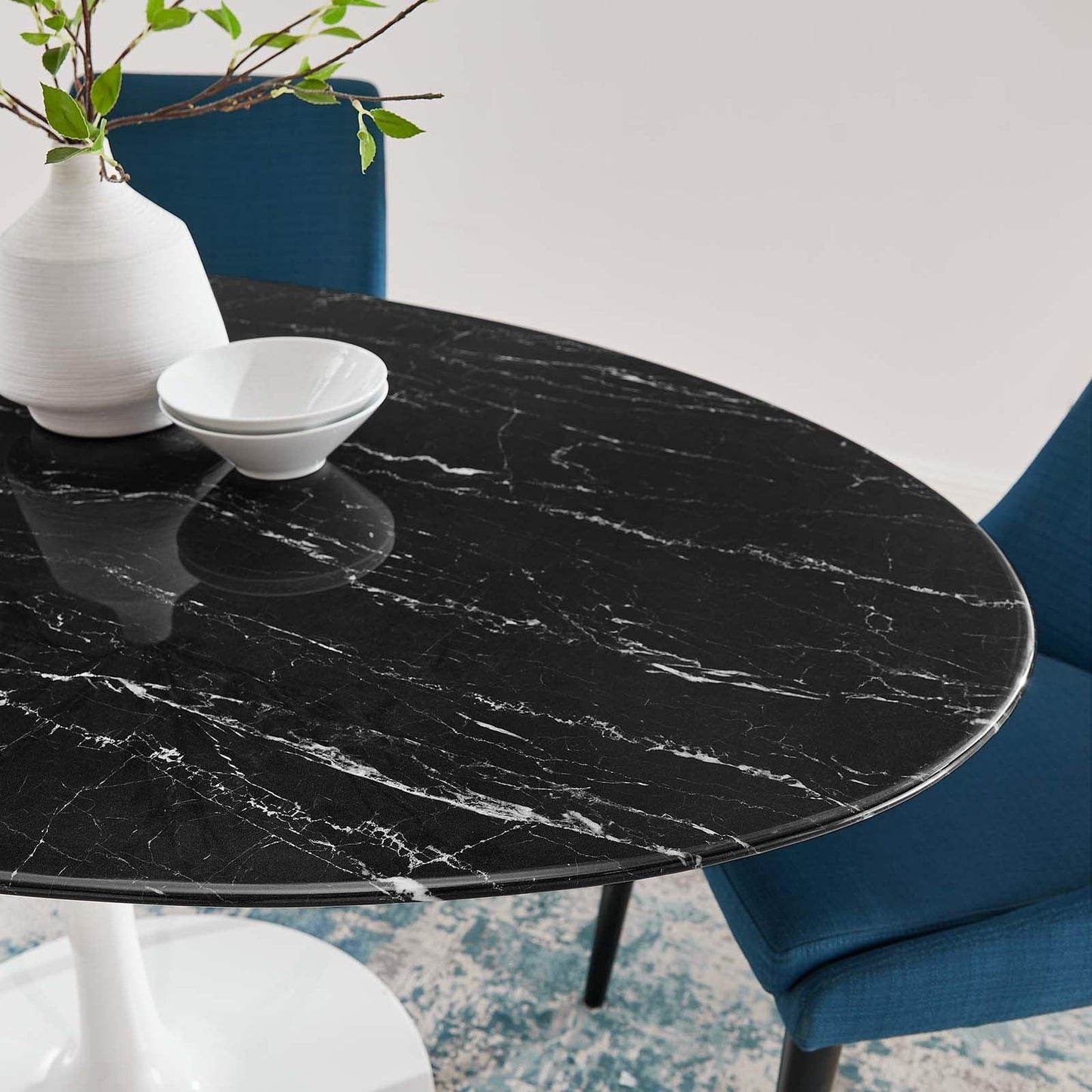 Lippa 60" Oval Artificial Marble Dining Table, EEI-5186 FredCo
