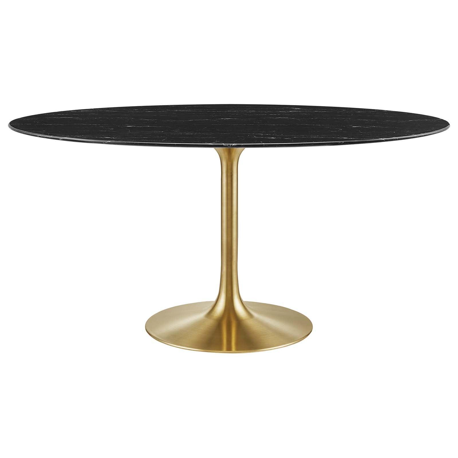 Lippa 60" Oval Artificial Marble Dining Table, EEI-5243 FredCo