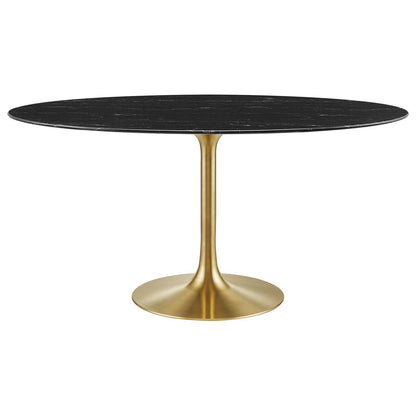 Lippa 60" Oval Artificial Marble Dining Table, EEI-5243 FredCo
