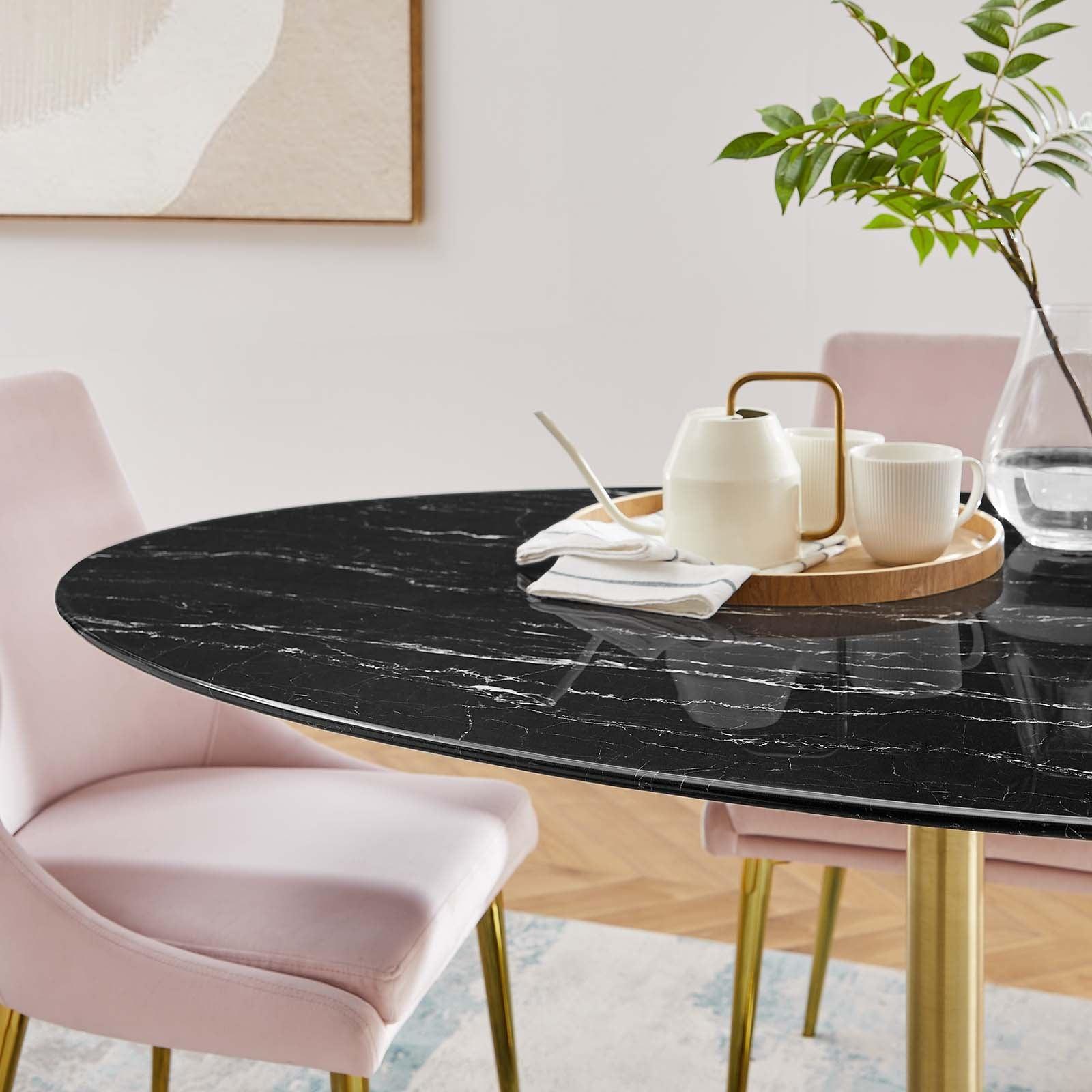 Lippa 60" Oval Artificial Marble Dining Table, EEI-5243 FredCo