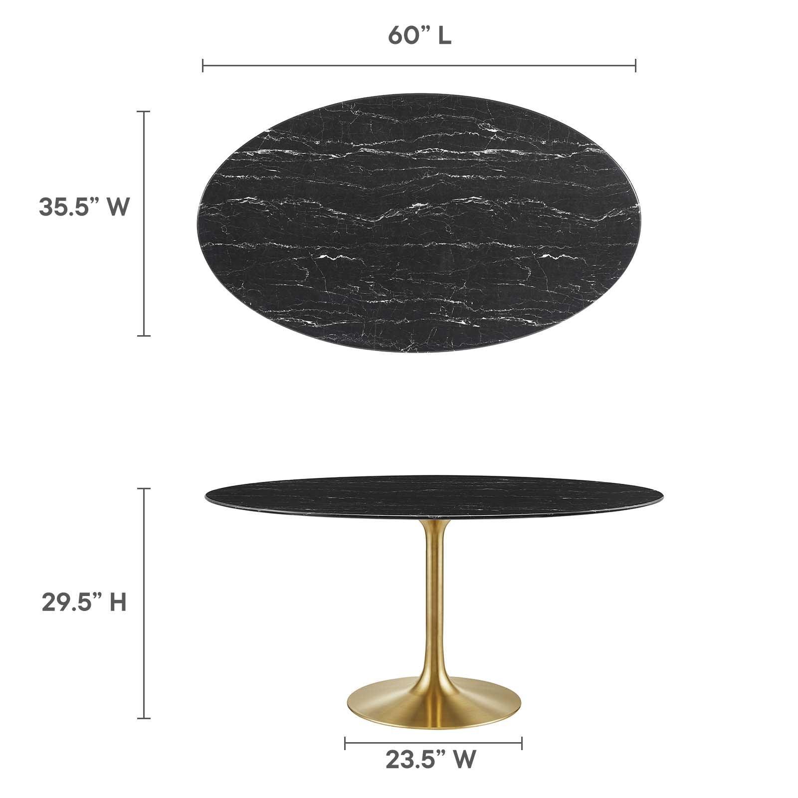 Lippa 60" Oval Artificial Marble Dining Table, EEI-5243 FredCo