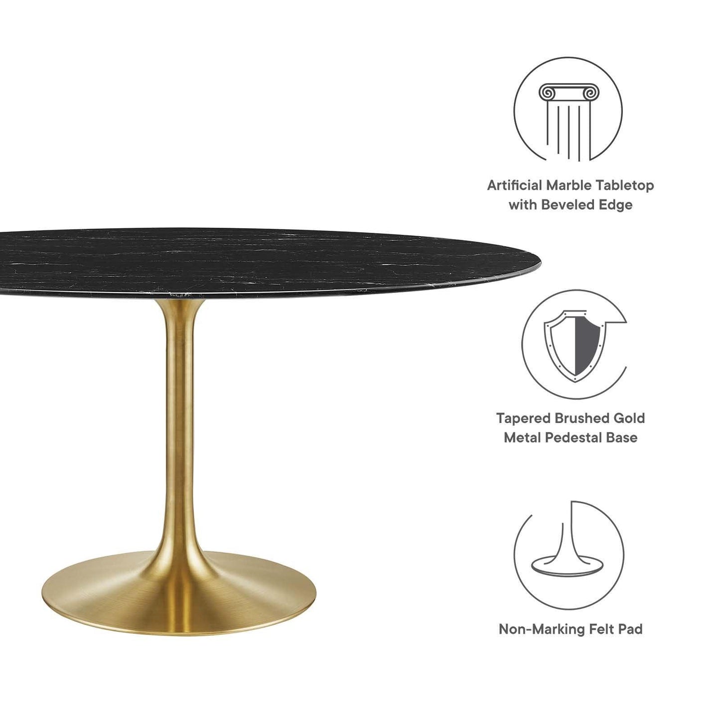 Lippa 60" Oval Artificial Marble Dining Table, EEI-5243 FredCo