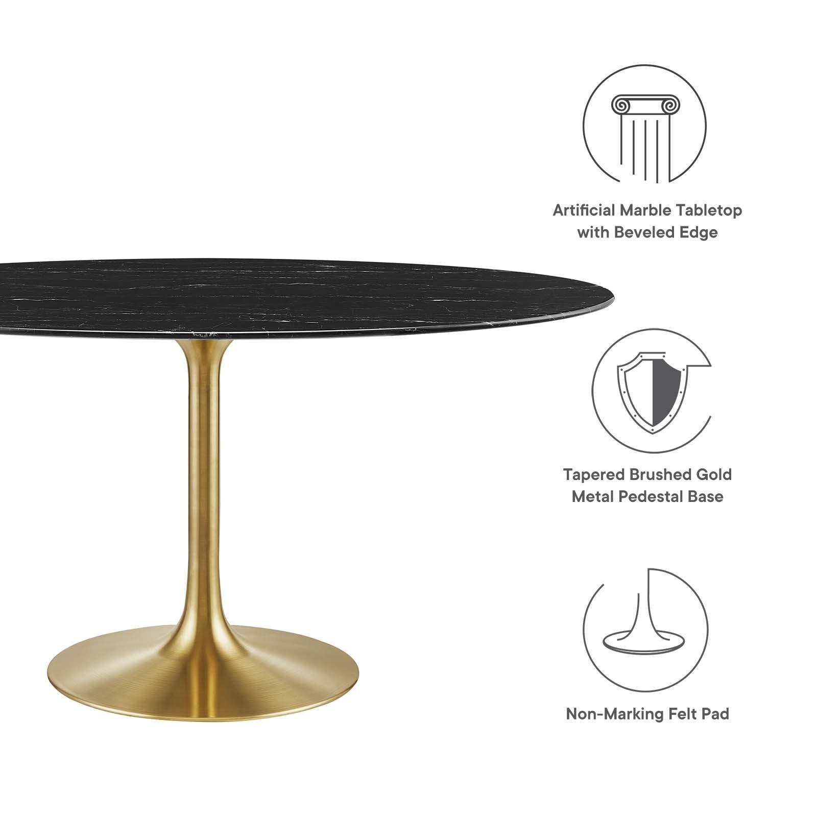 Lippa 60" Oval Artificial Marble Dining Table, EEI-5243 FredCo