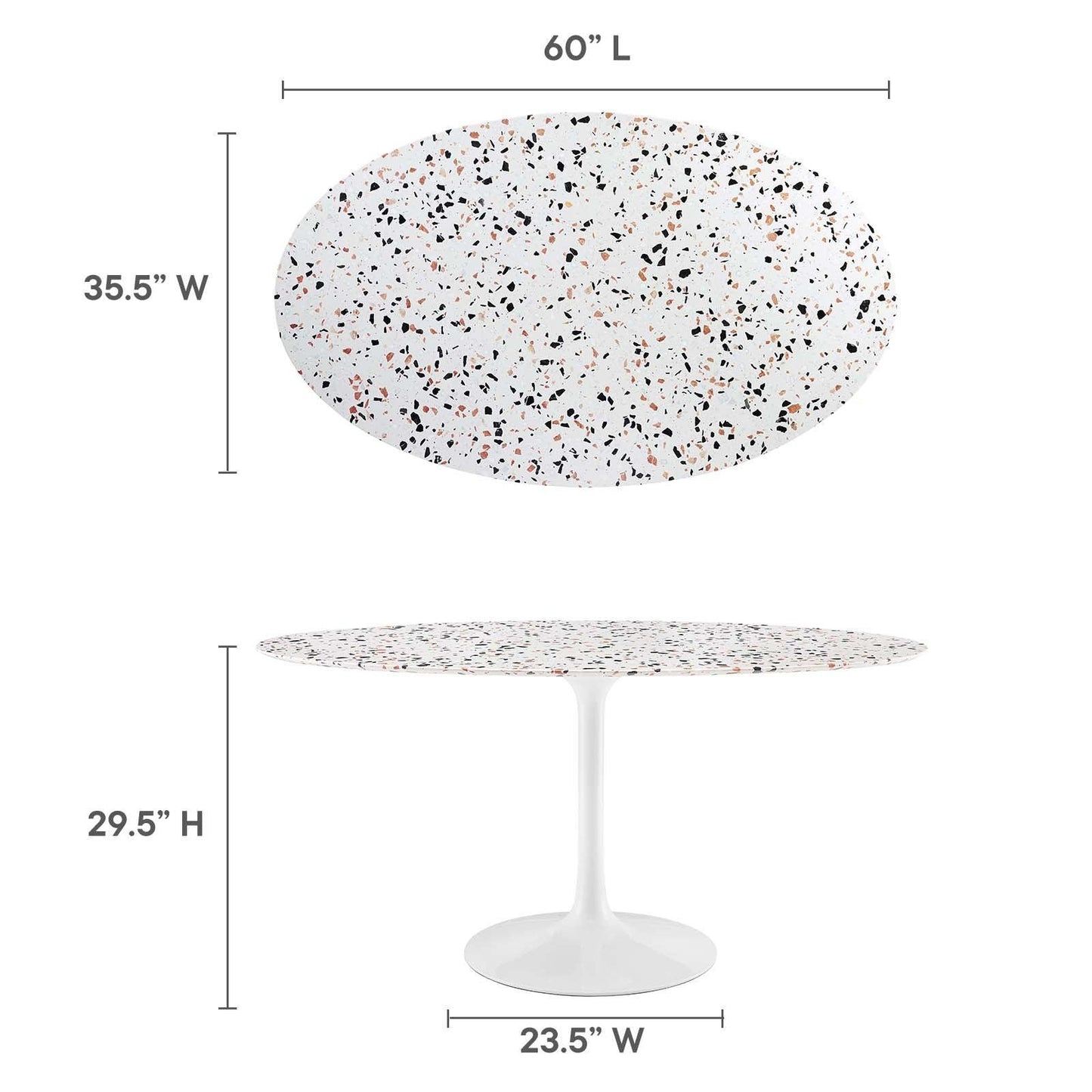 Lippa 60" Oval Terrazzo Dining Table, EEI-5734 FredCo