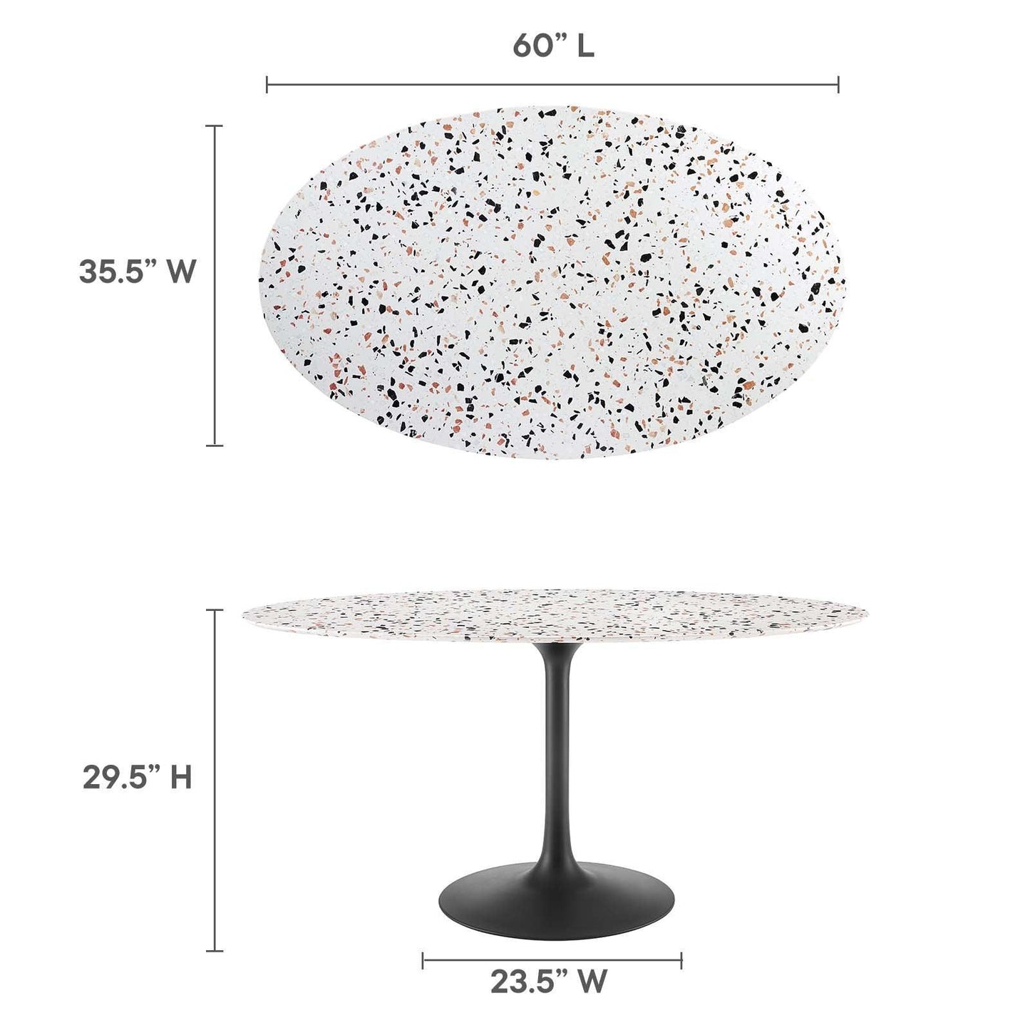 Lippa 60" Oval Terrazzo Dining Table, EEI-5737 FredCo