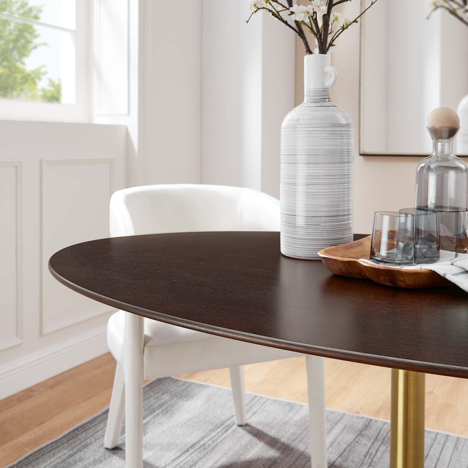 Lippa 60" Oval Walnut Dining Table, EEI-5524 FredCo