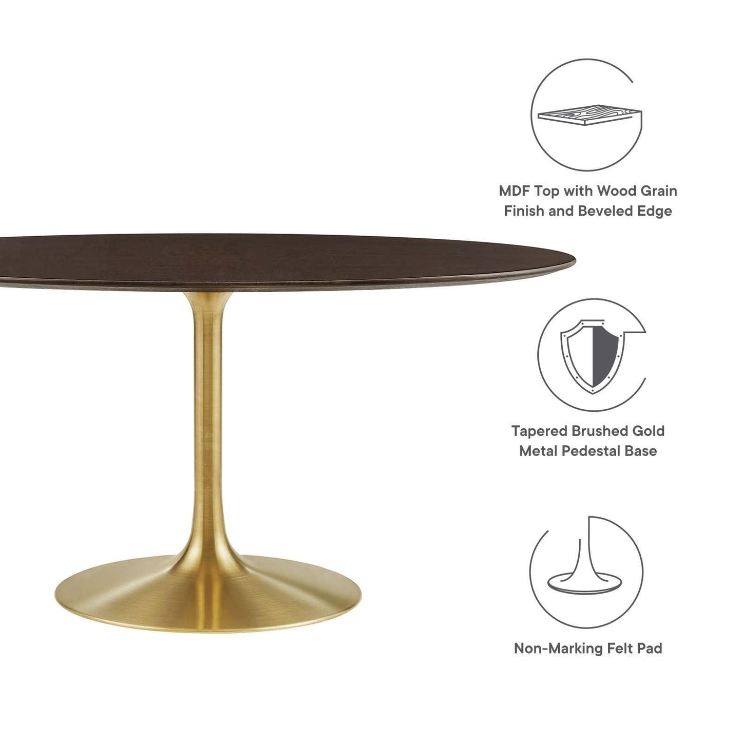 Lippa 60" Oval Walnut Dining Table, EEI-5524 FredCo