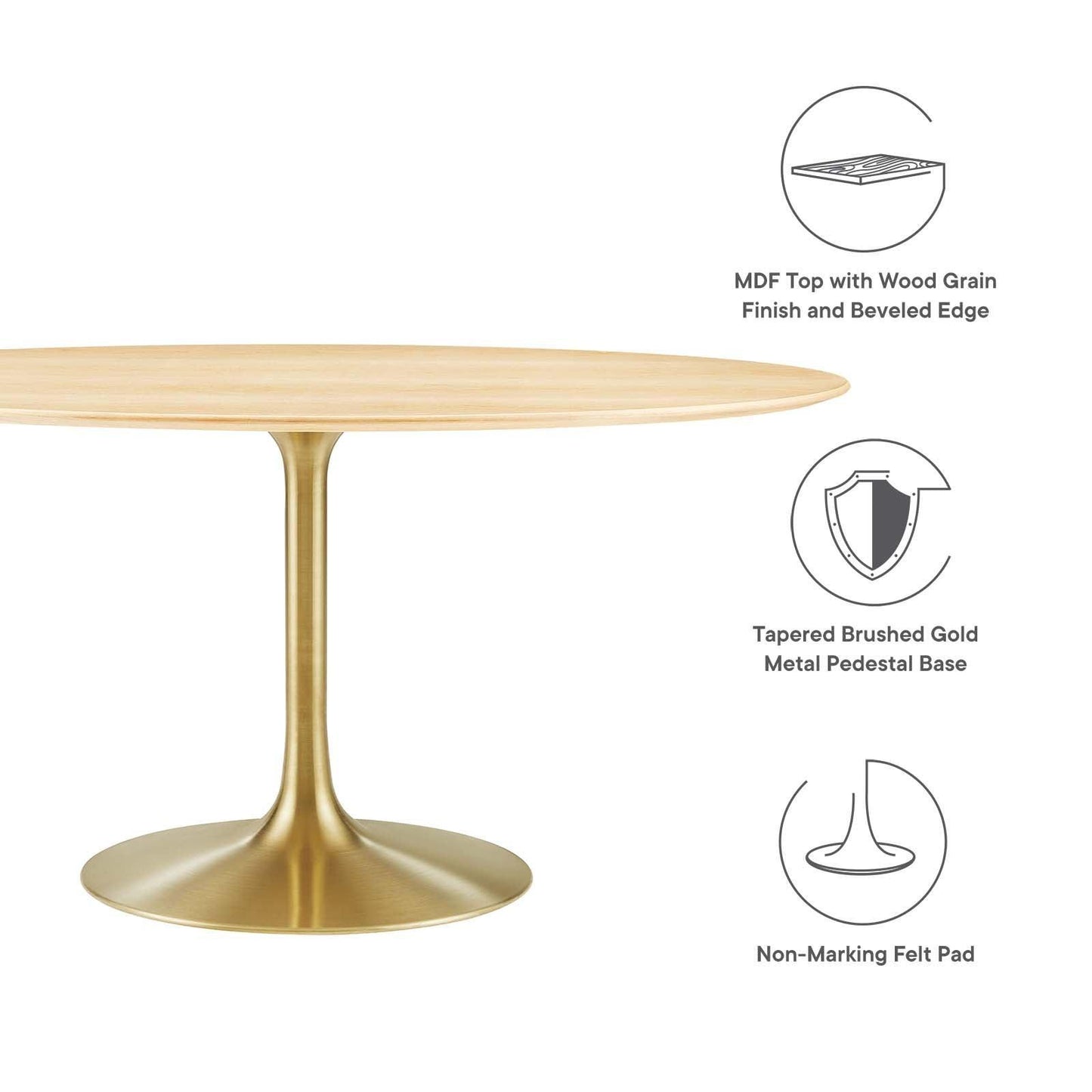 Lippa 60" Oval Wood Dining Table, EEI-5525 FredCo