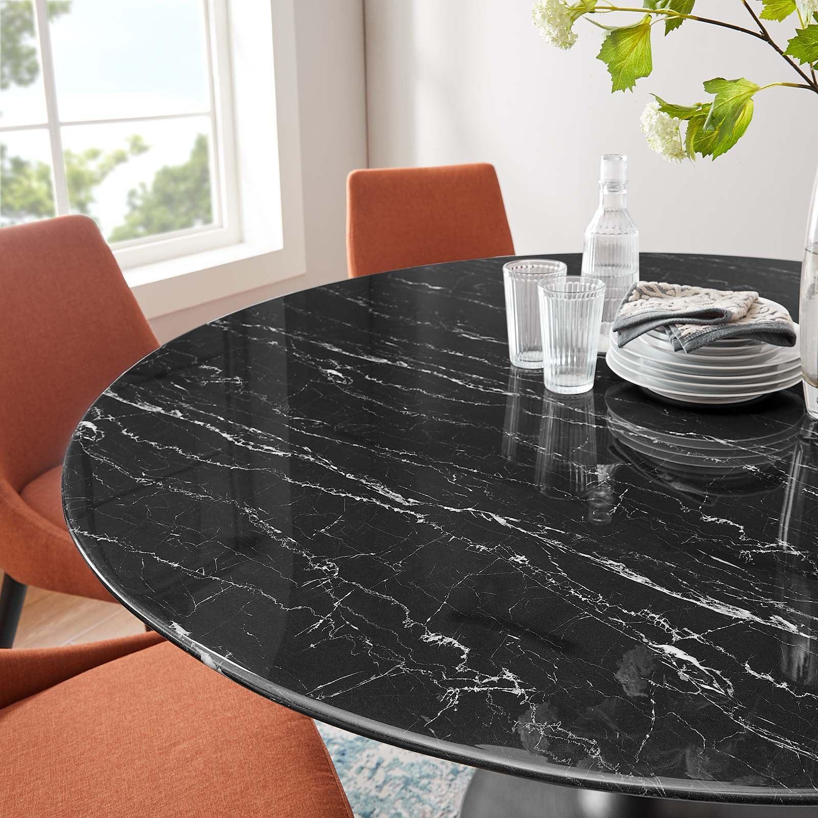 Lippa 60" Round Artificial Marble Dining Table, EEI-4879 FredCo