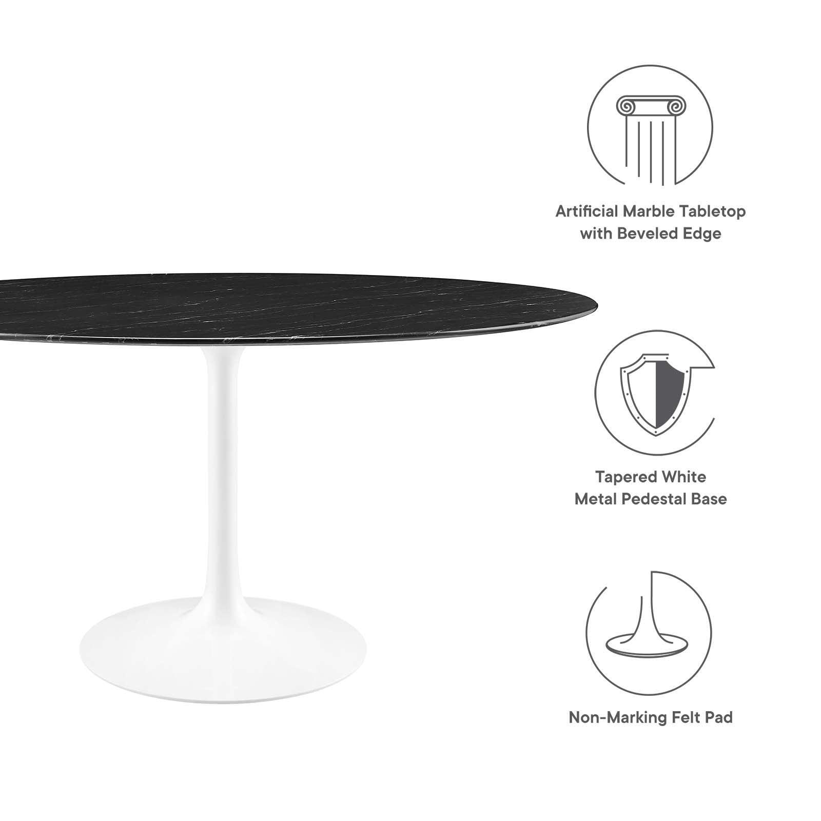 Lippa 60" Round Artificial Marble Dining Table, EEI-5184 FredCo
